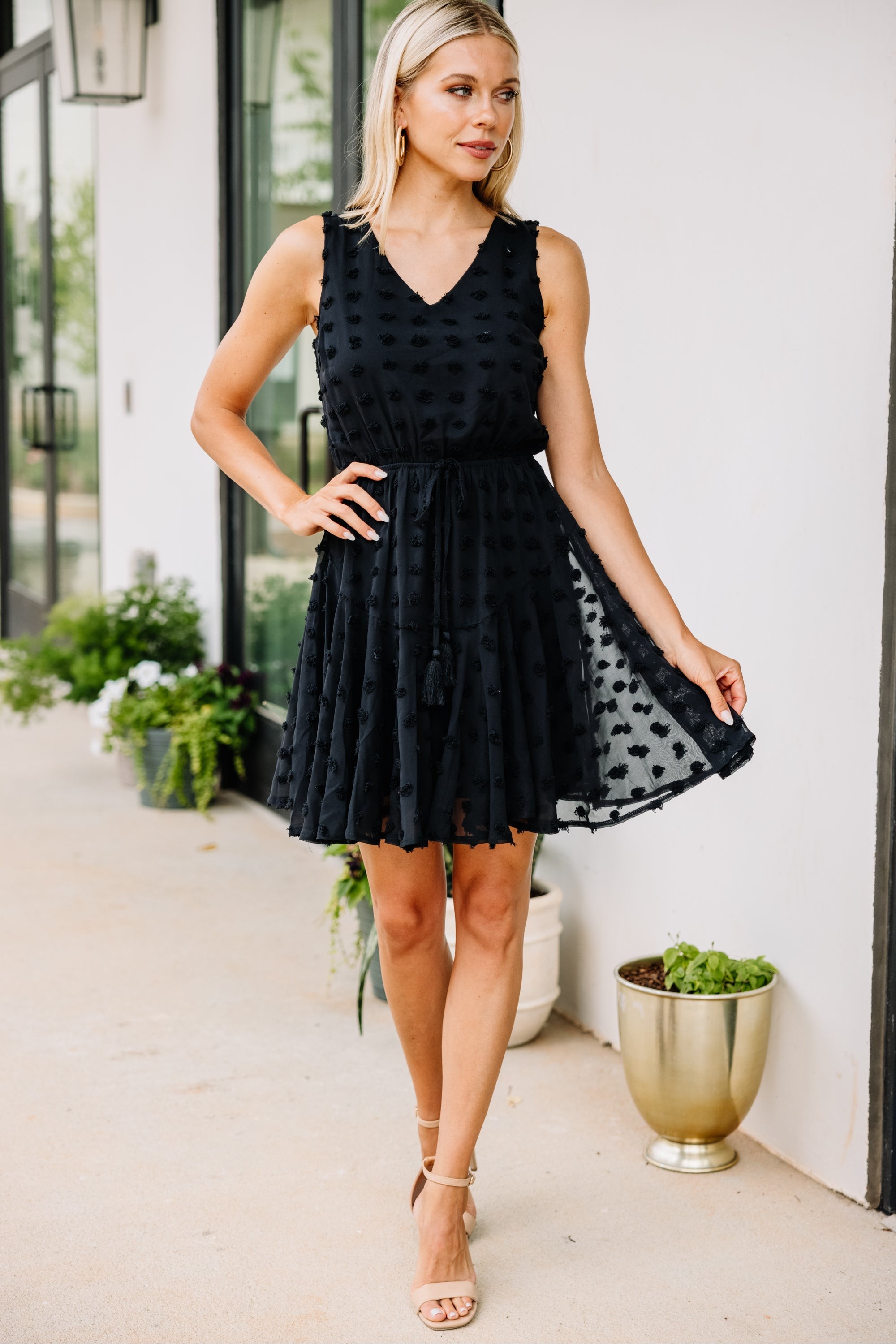 Darling Love Black Swiss Dot Dress