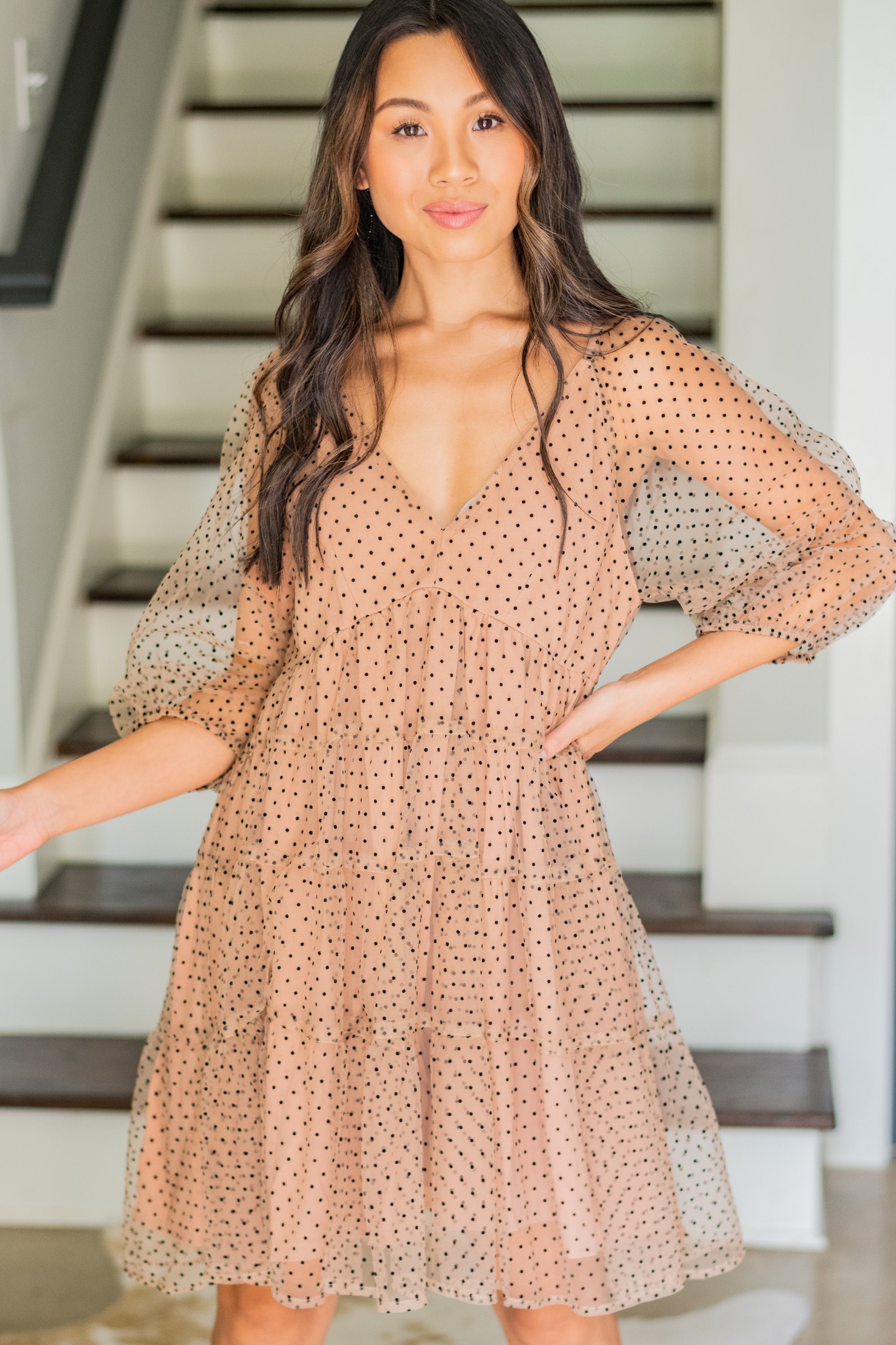 Feeling Your Best Mocha Brown Polka Dot Dress