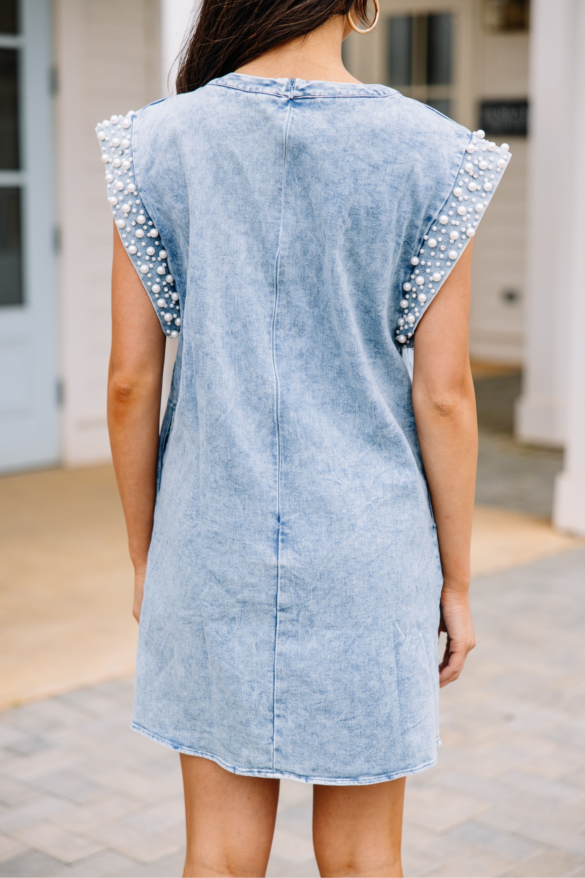 Be Bold Light Denim Embellished Dress