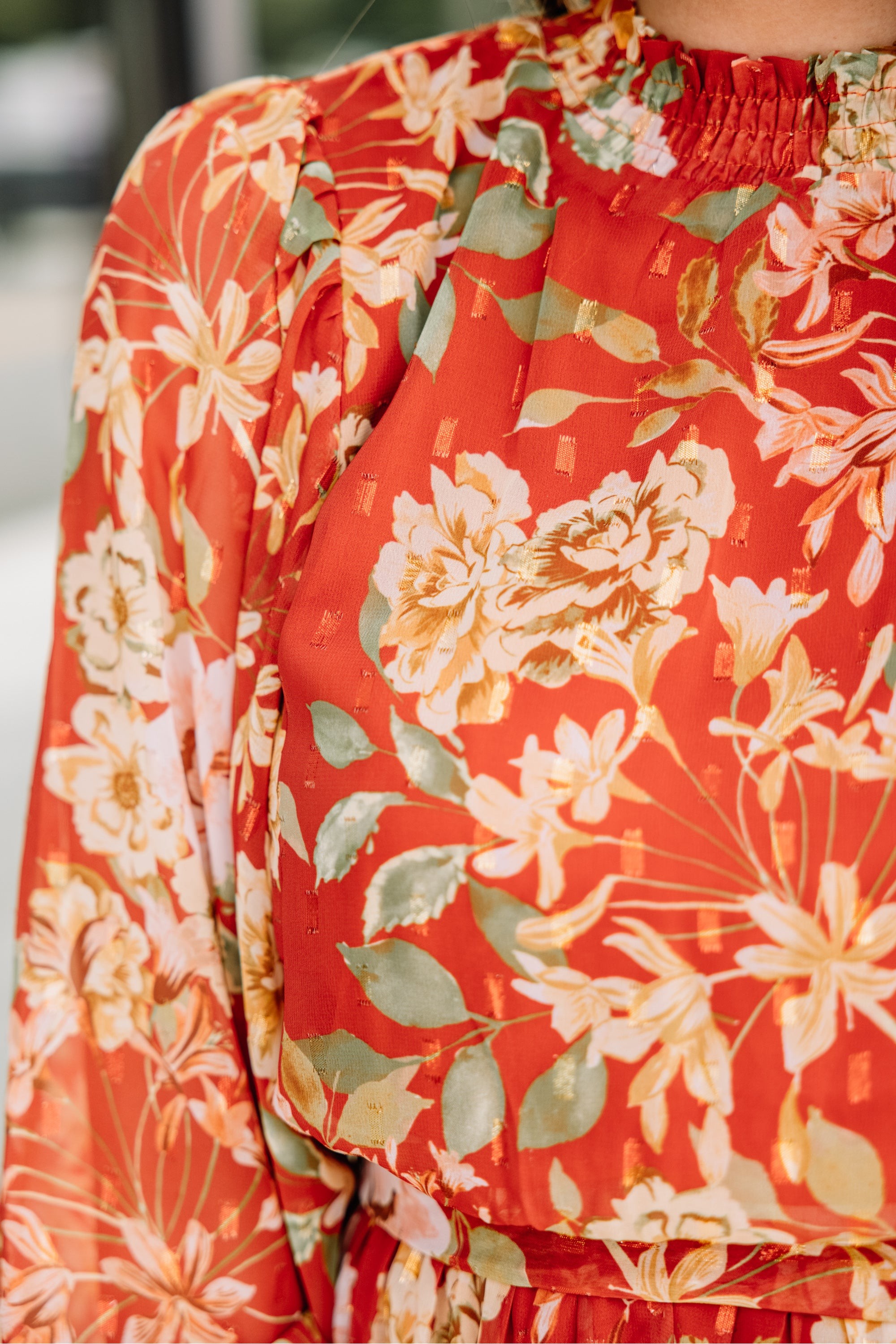 Now Or Never Rust Orange Floral Mini Dress