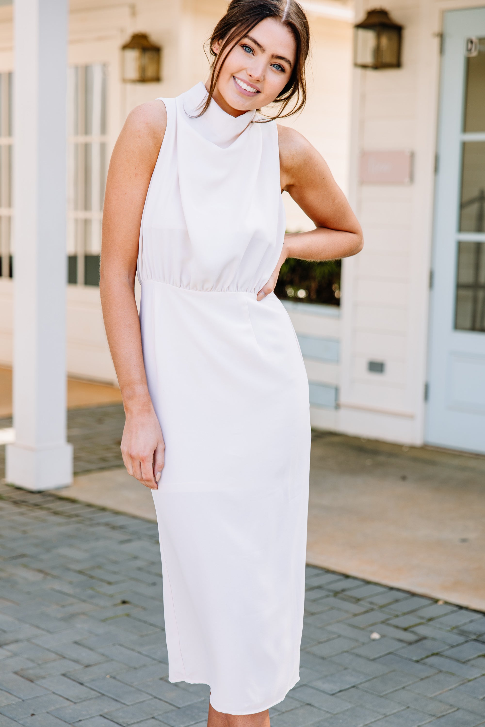 Let Them Know Ecru White Midi Dress