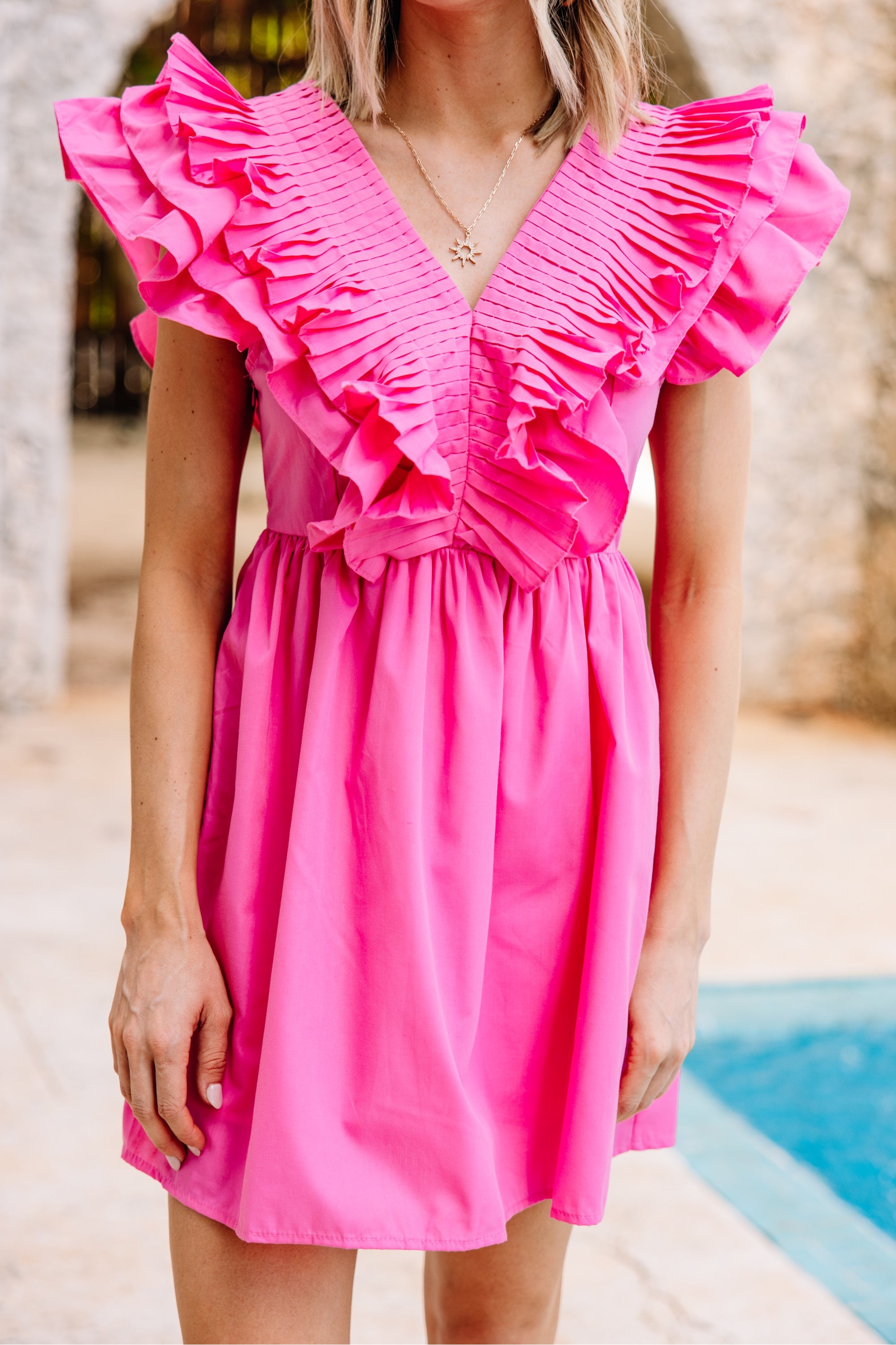Take The Win Pink Ruffled Party Dress