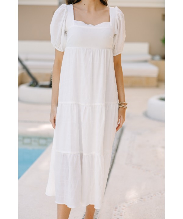 Think About It White Midi Dress
