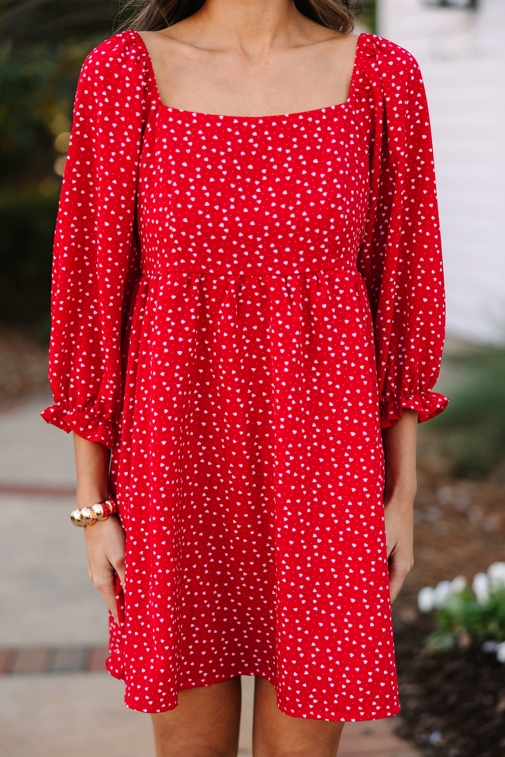 Found Love Red Heart Print Dress