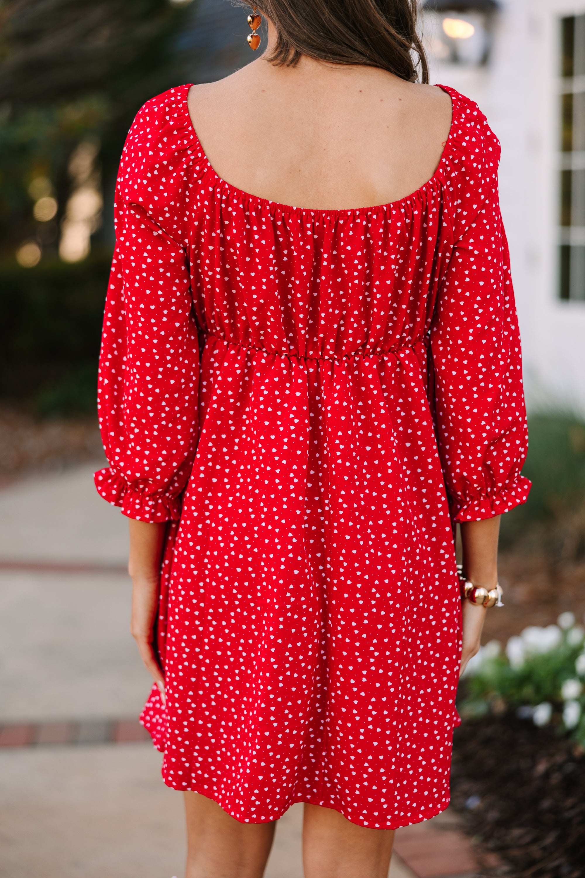 Found Love Red Heart Print Dress