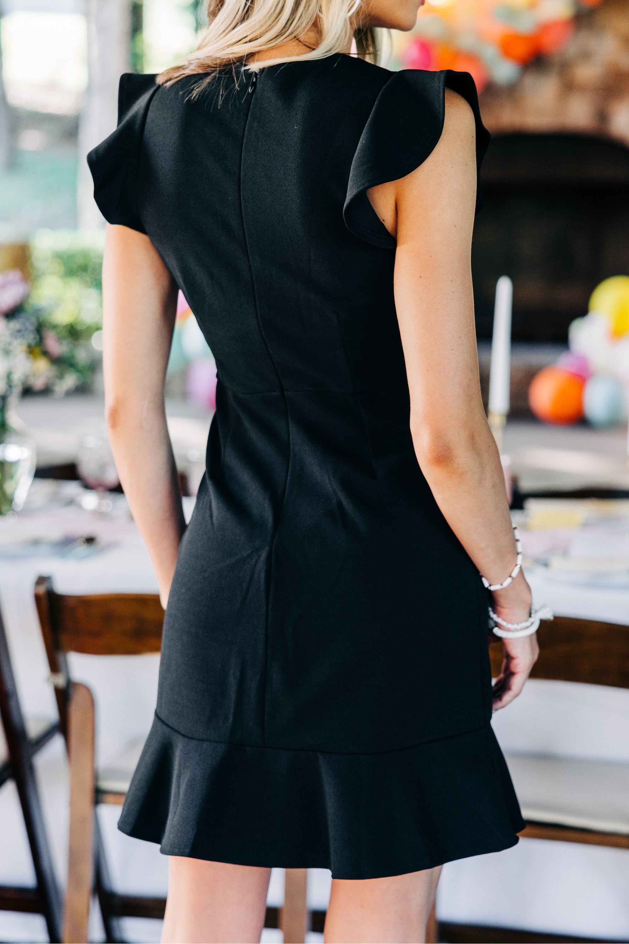 All My Life Black Ruffled Dress
