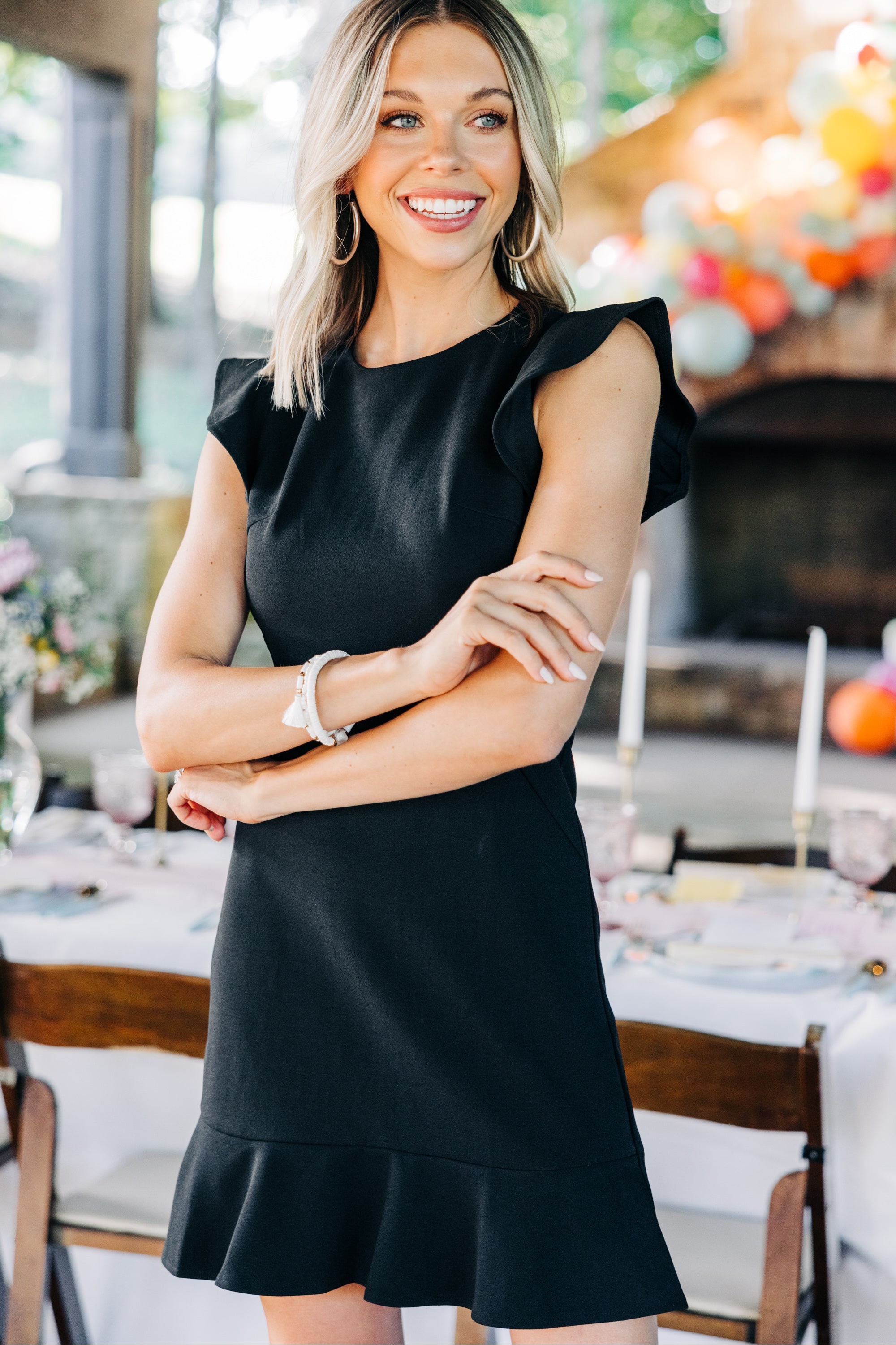 All My Life Black Ruffled Dress