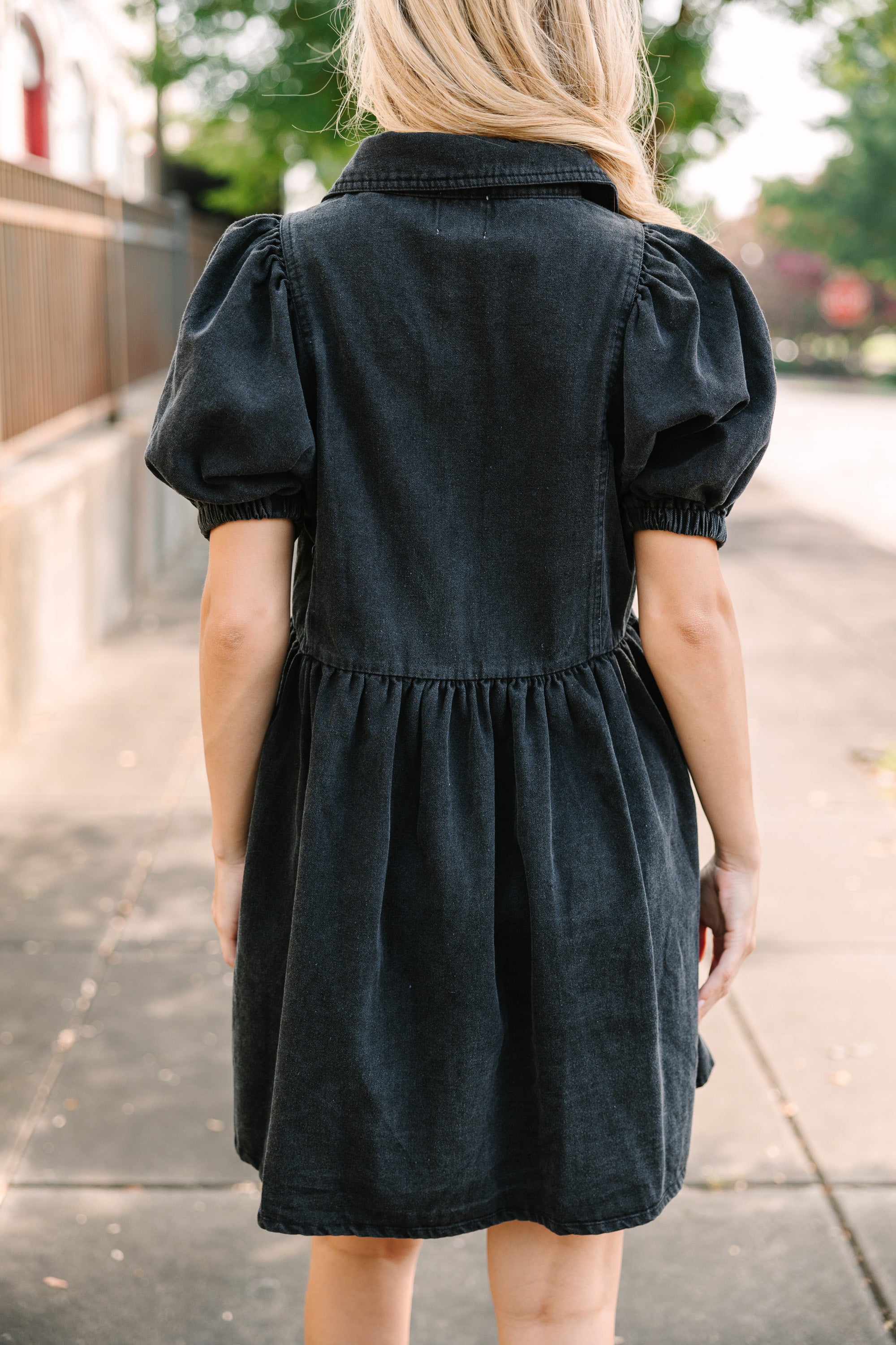 Well Known Black Denim Babydoll Dress