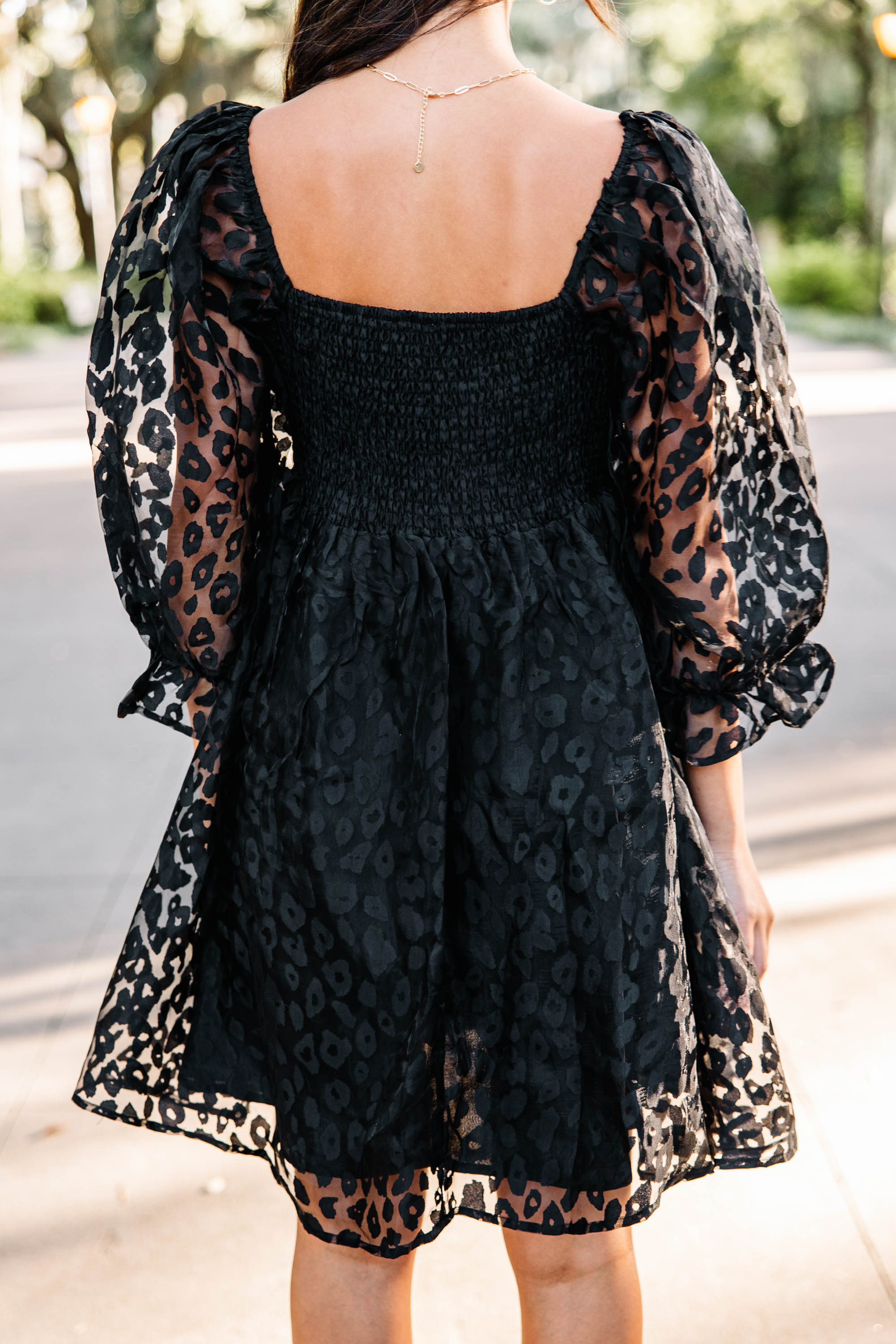 Living Your Dreams Black Leopard Babydoll Dress