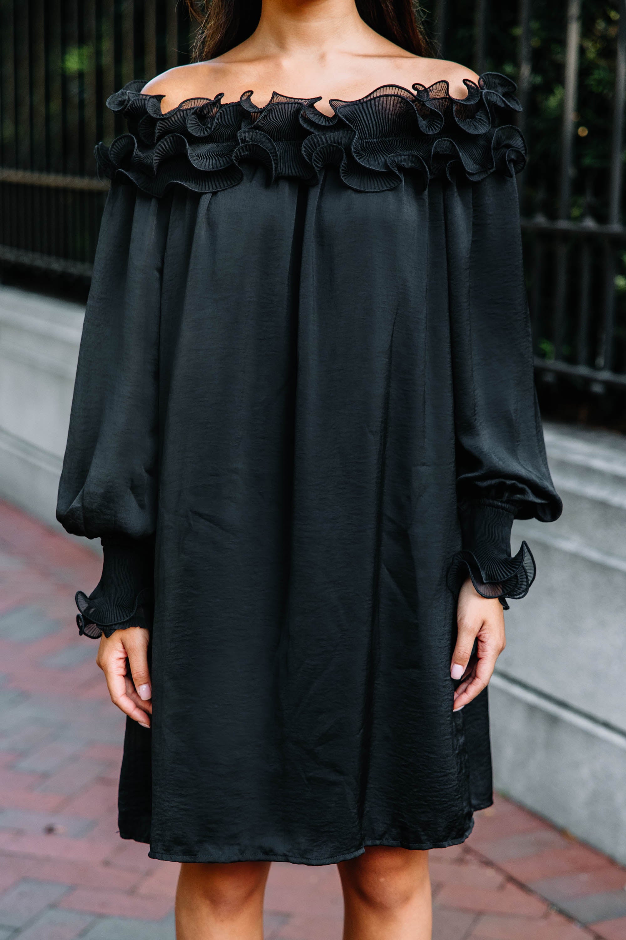 Can You Believe It Black Ruffled Dress