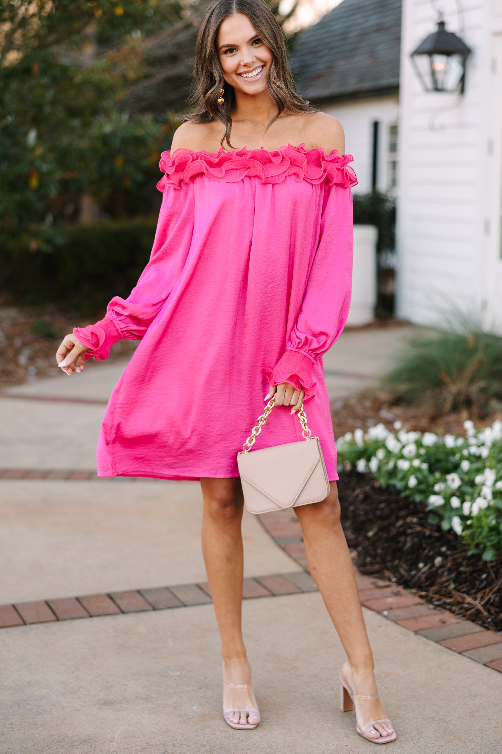 Can You Believe It Hot Pink Ruffled Dress