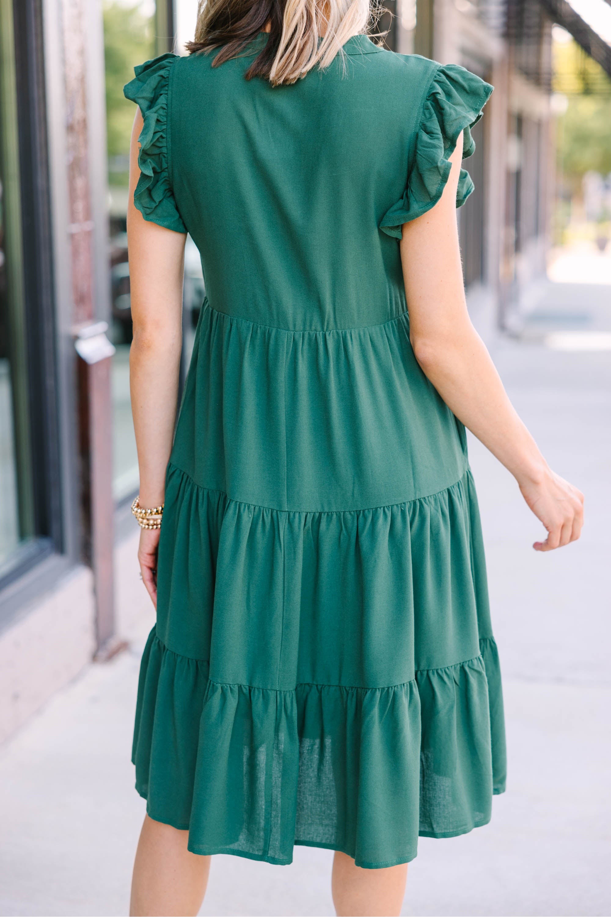 Make It Your Own Hunter Green Tiered Dress