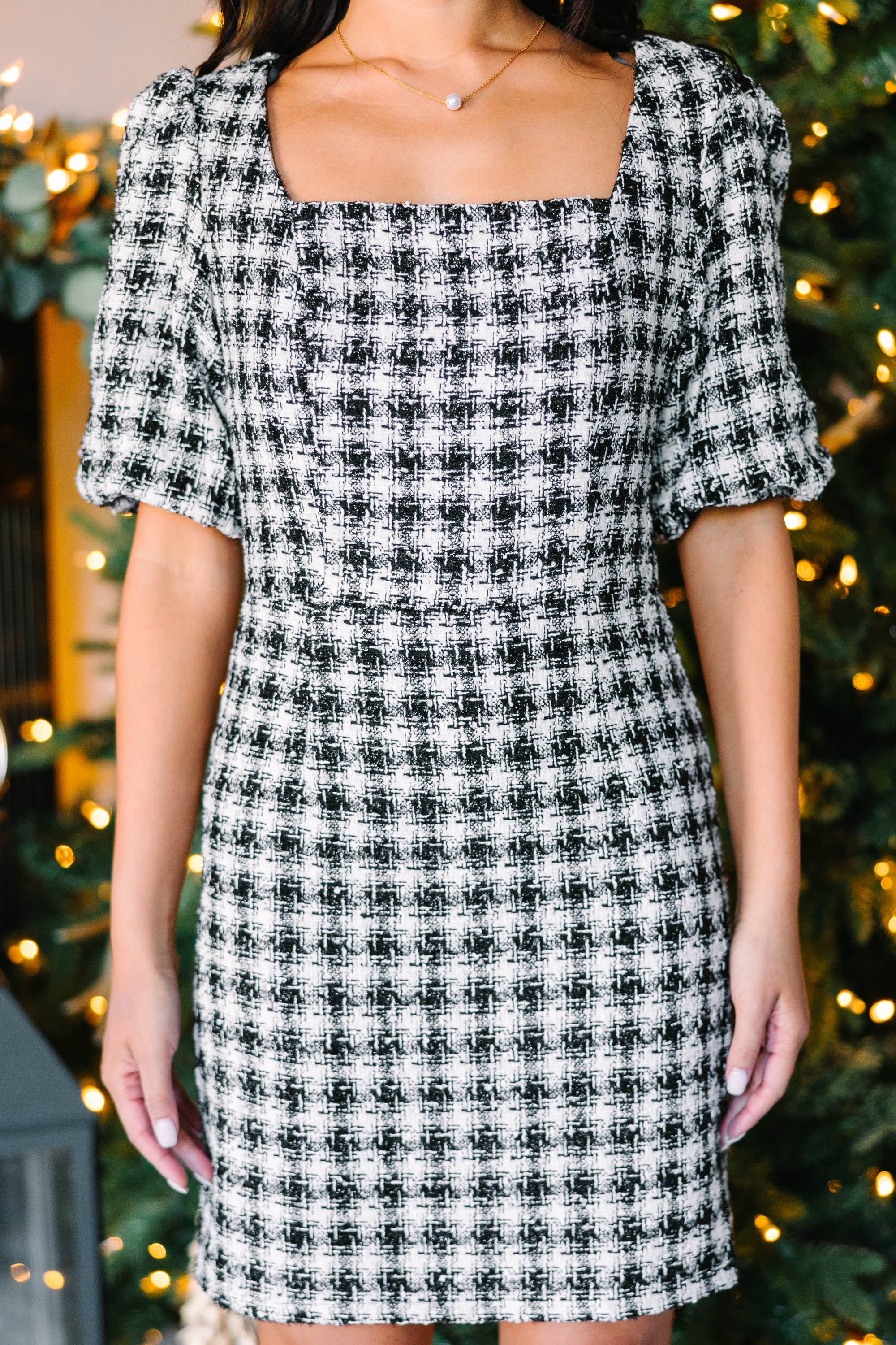 Holiday Classic Black Tweed Dress