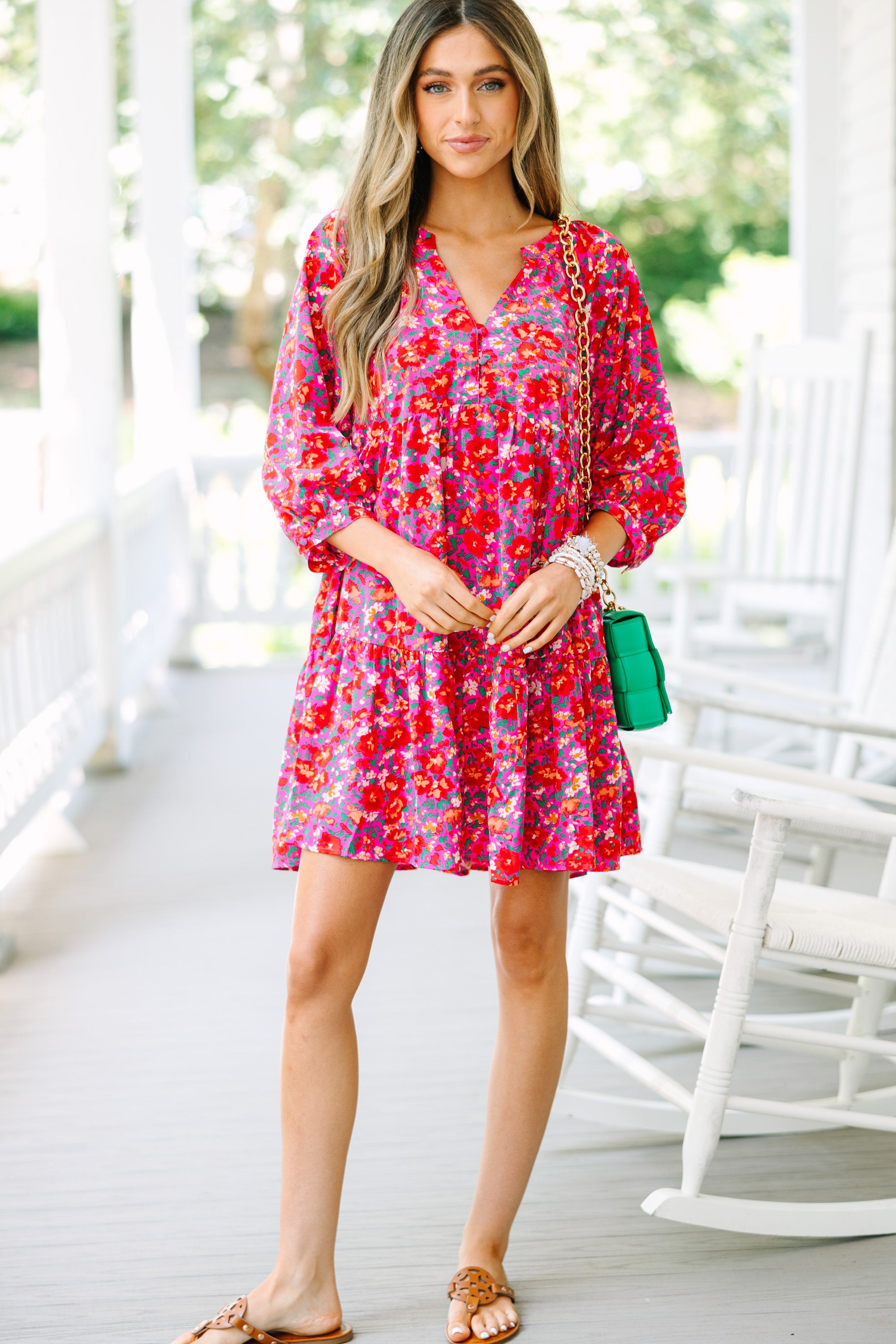 Can't Be Outdone Fuchsia Pink Ditsy Floral Babydol...