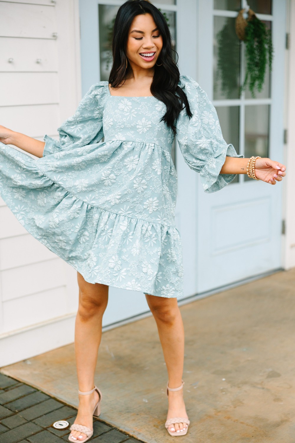 Think It Through Sage Green Babydoll Dress