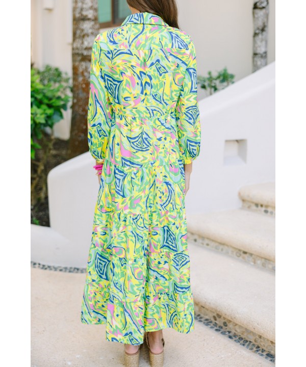 Bright New Days Green Paisley Midi Dress