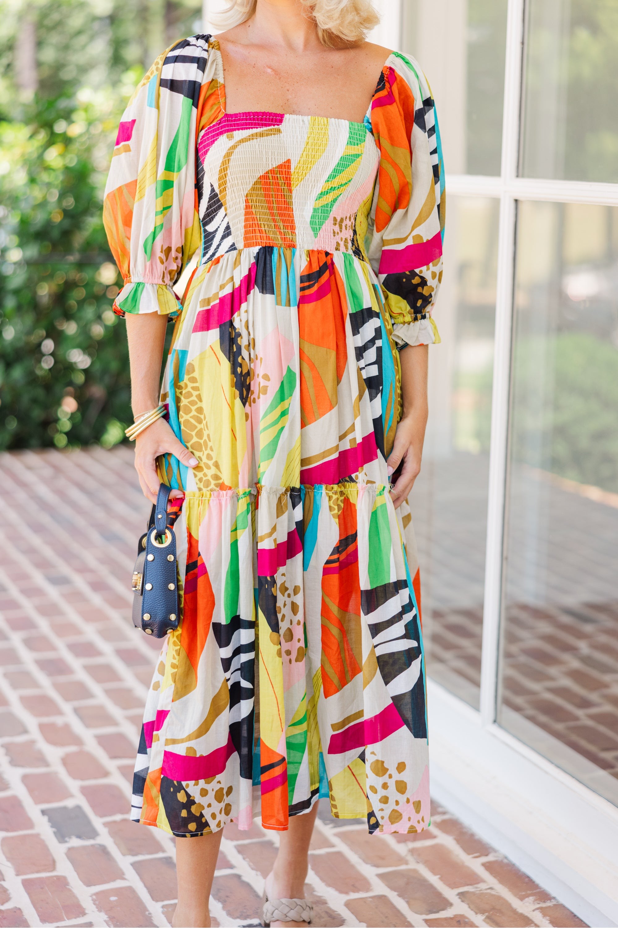 Fate: Bring Your Love Rust Orange Abstract Midi Dress