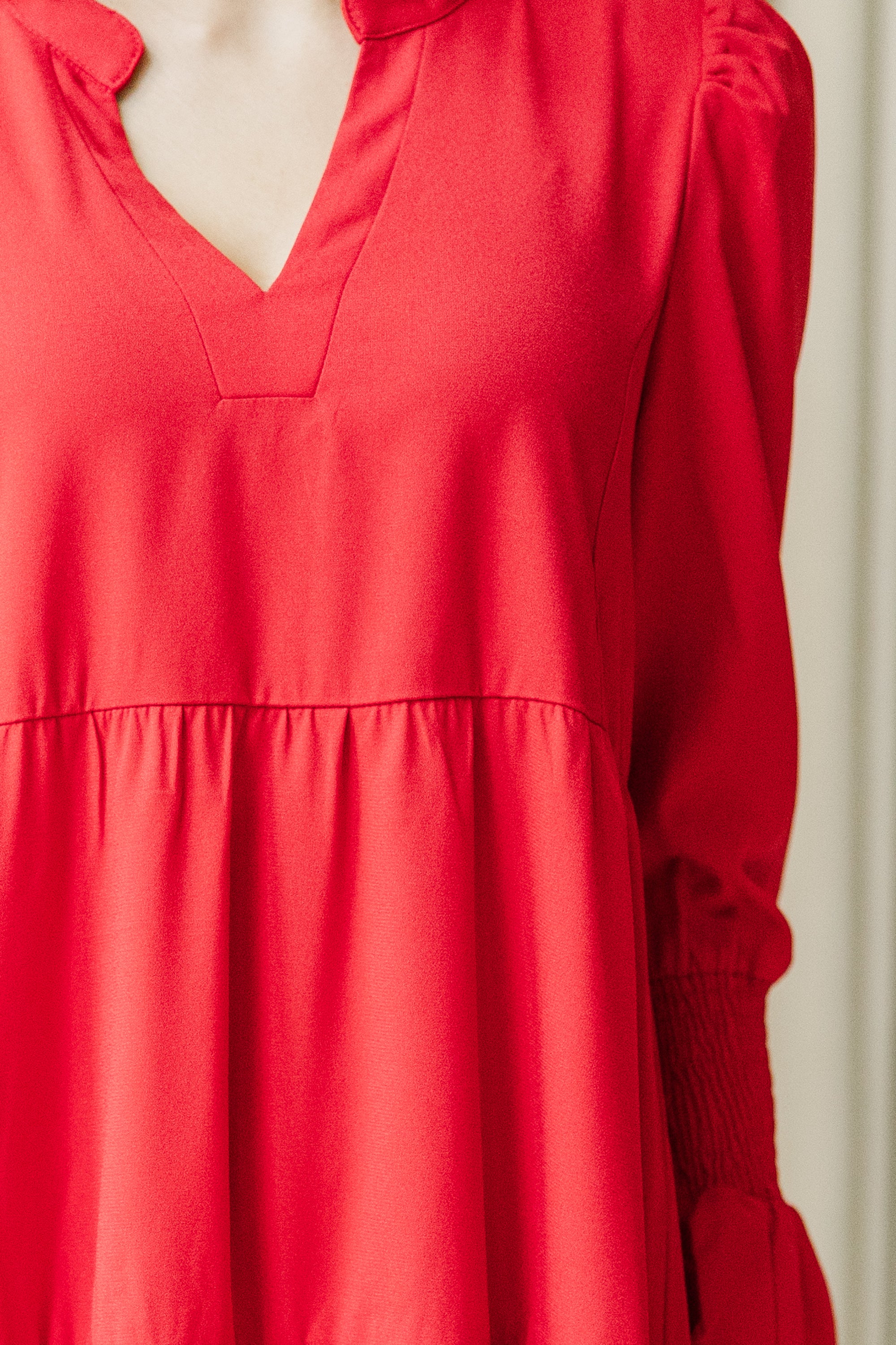 What A Surprise Red Ruffled Midi Dress