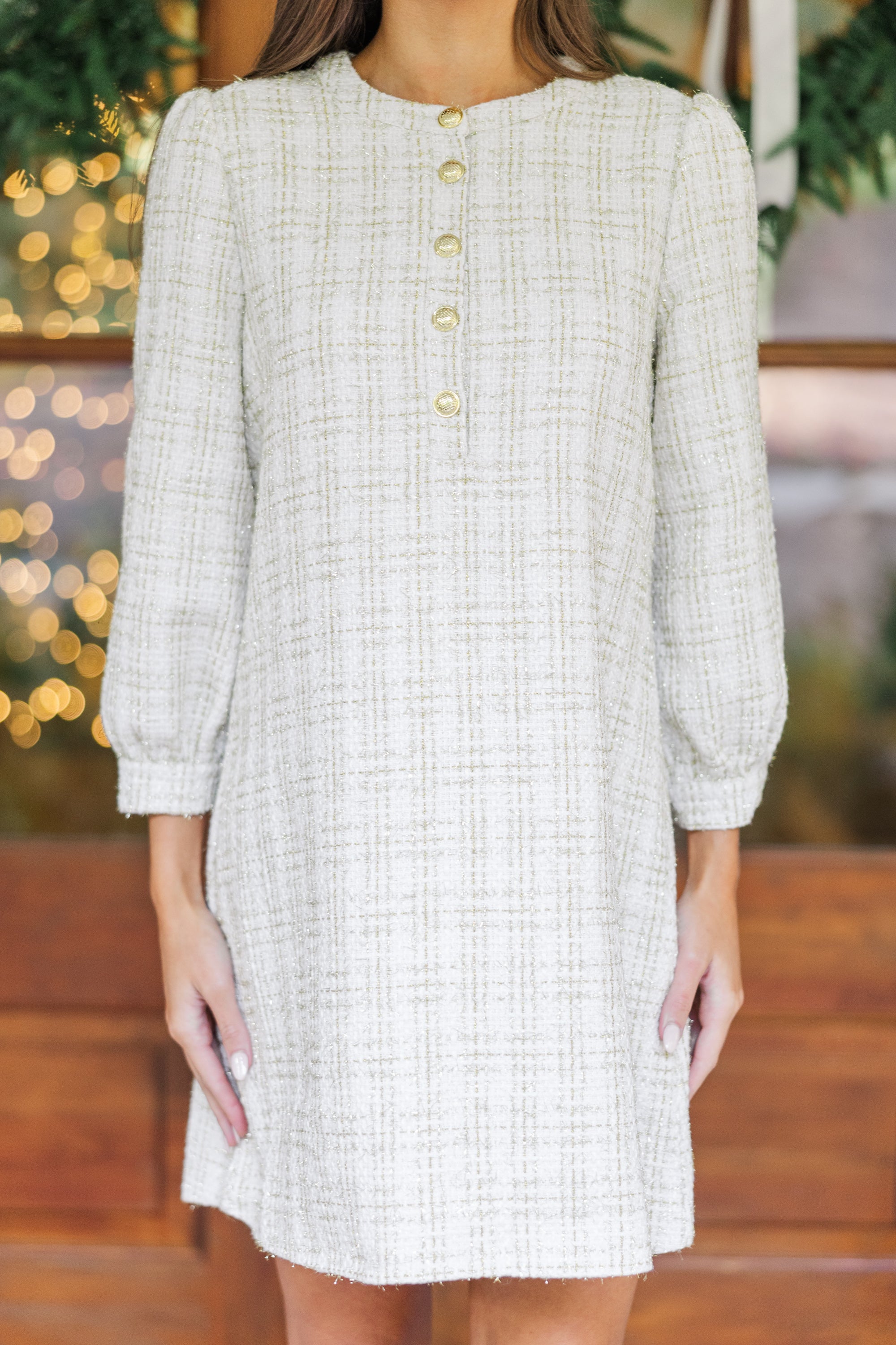 Feeling Like A Queen White Tweed Dress