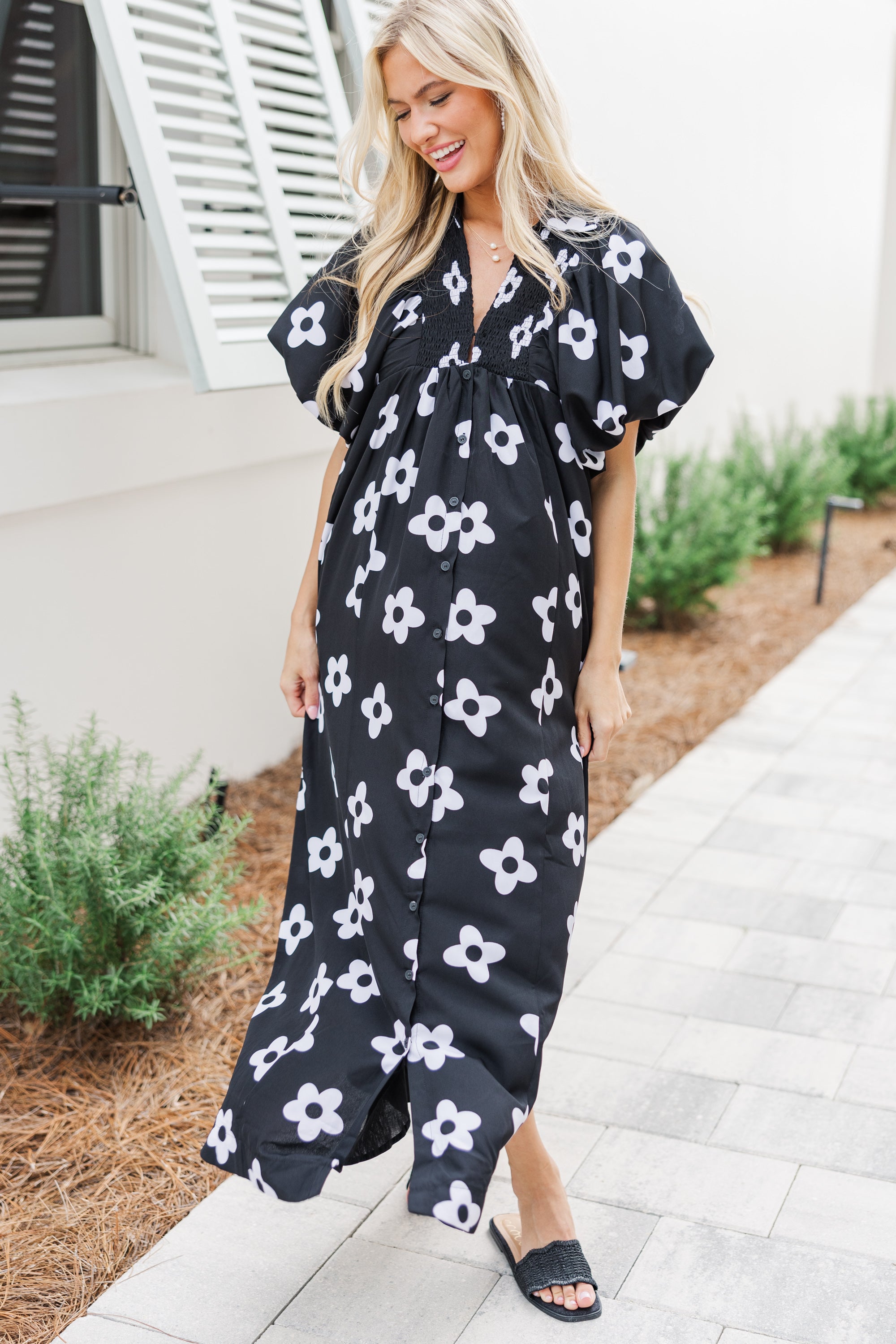 Let's Get Lost Black Floral Maxi Dress
