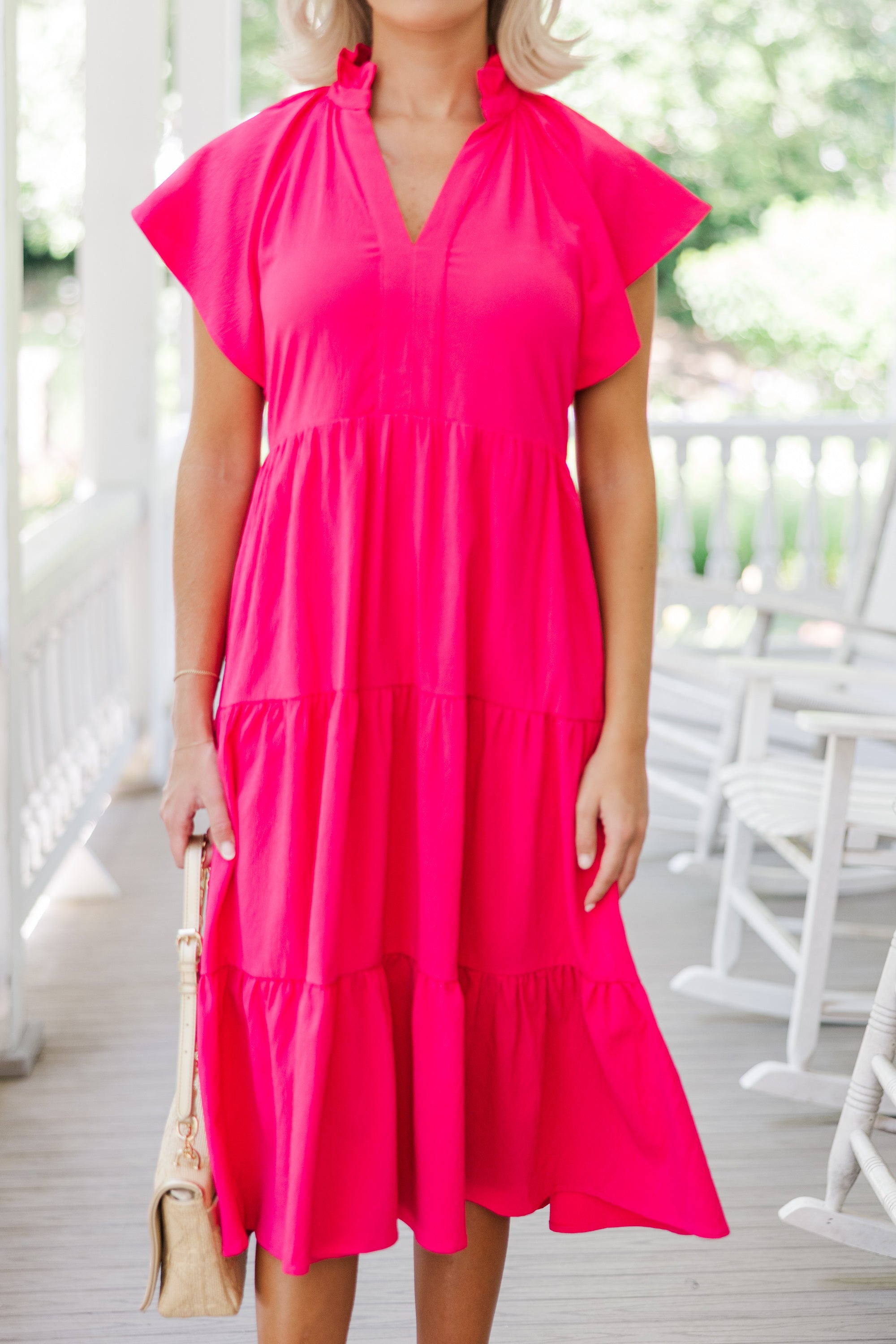 Fully Invested Fuchsia Pink Midi Dress
