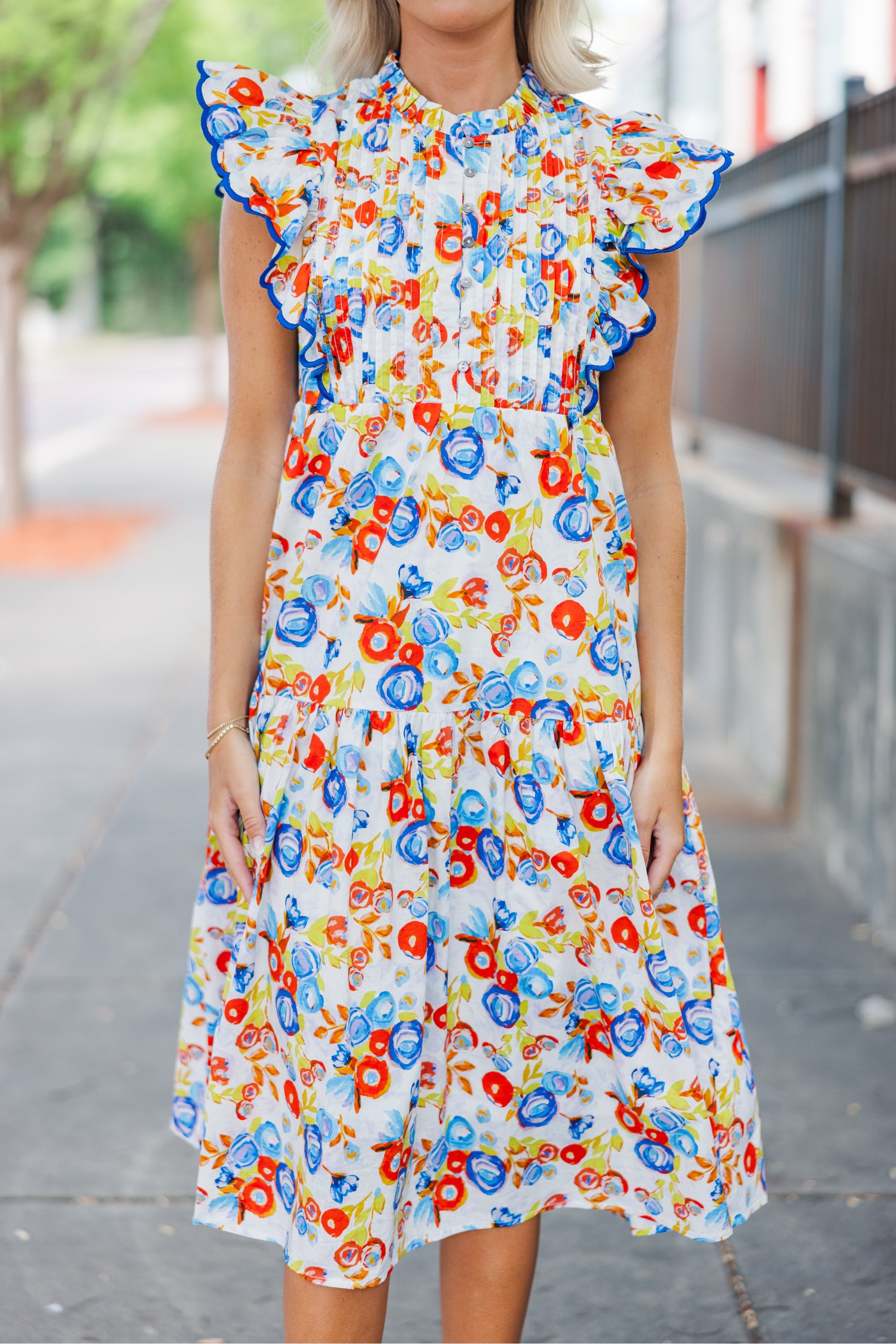 Talk About Fun Blue Floral Dress