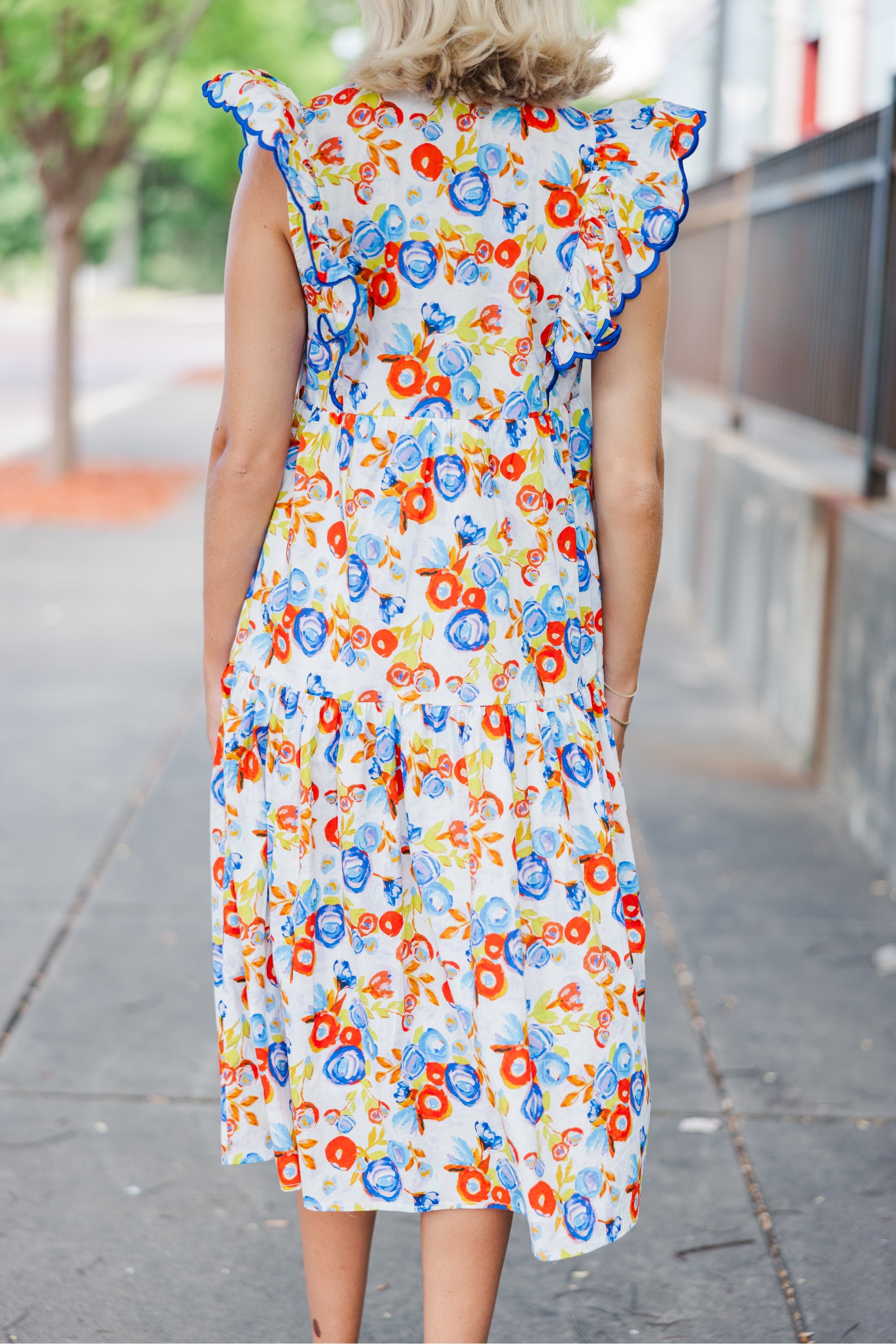Talk About Fun Blue Floral Dress