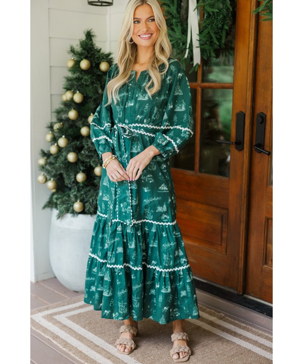 All Good Things Emerald Toile Midi Dress