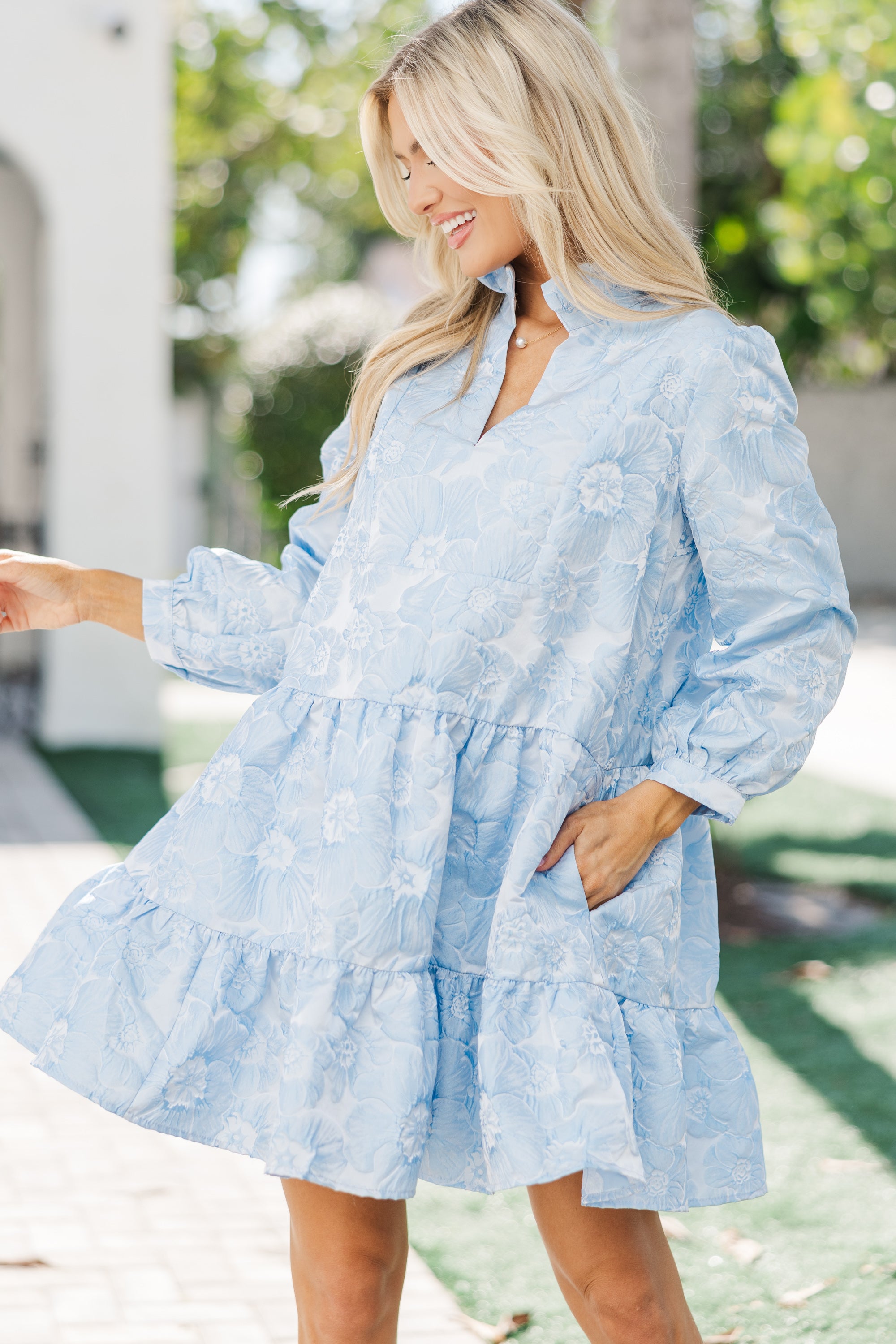 Baby Blue Floral Babydoll Dress