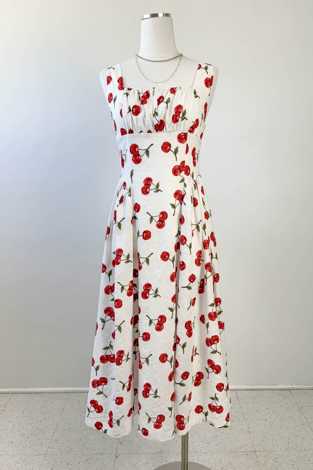 Cherry Print Midi Dress