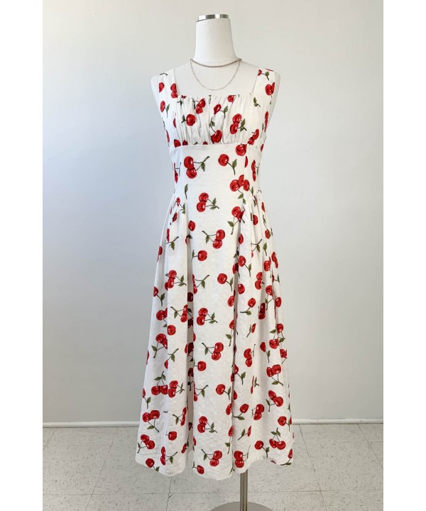 Cherry Print Midi Dress