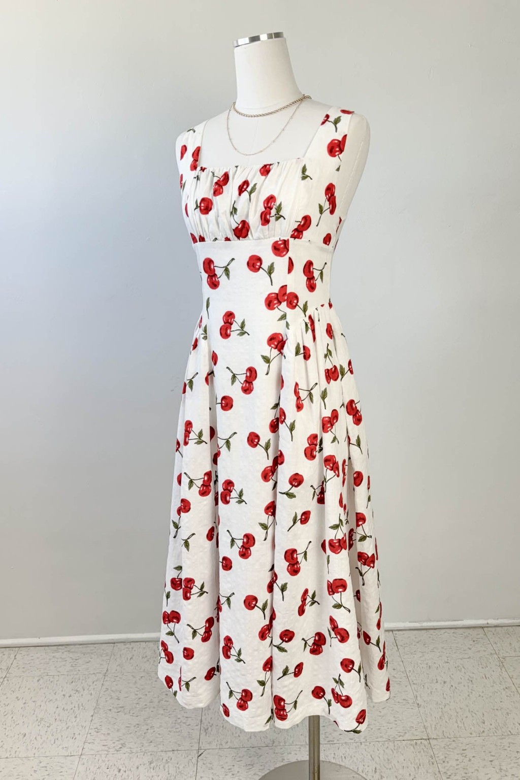 Cherry Print Midi Dress