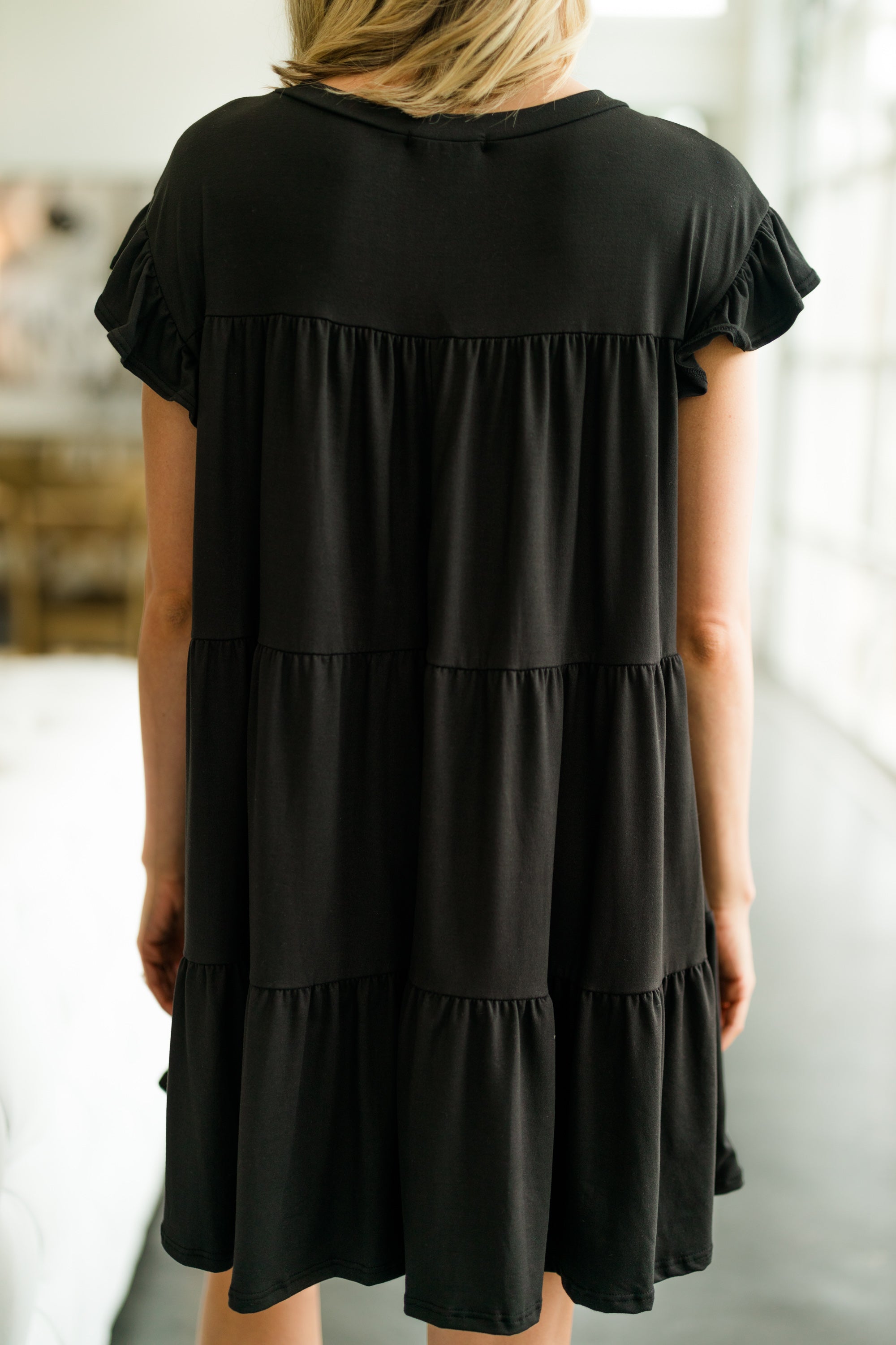 Living For Love Black Tiered Dress