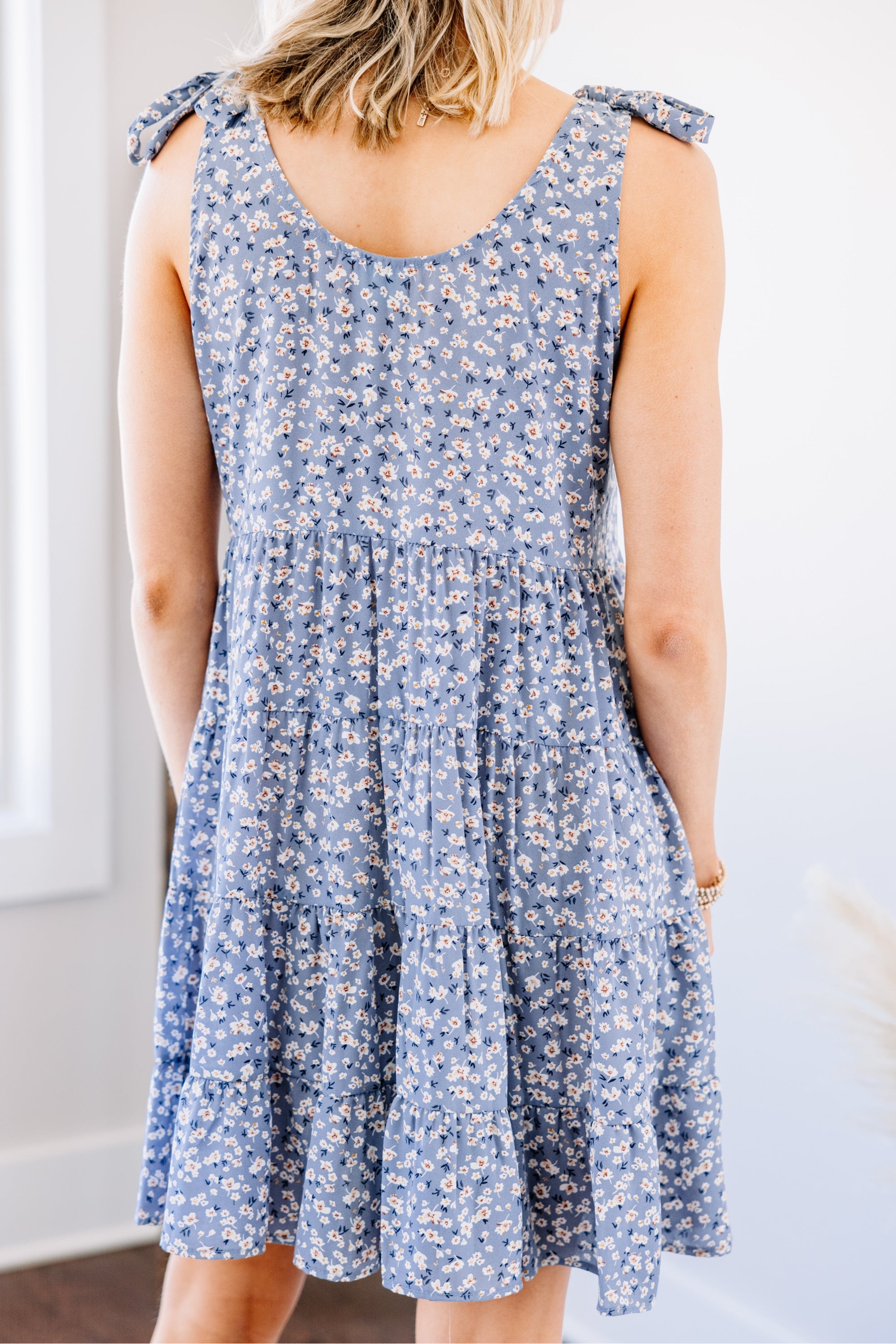 That's The Rule Blue Ditsy Floral Babydoll Dress