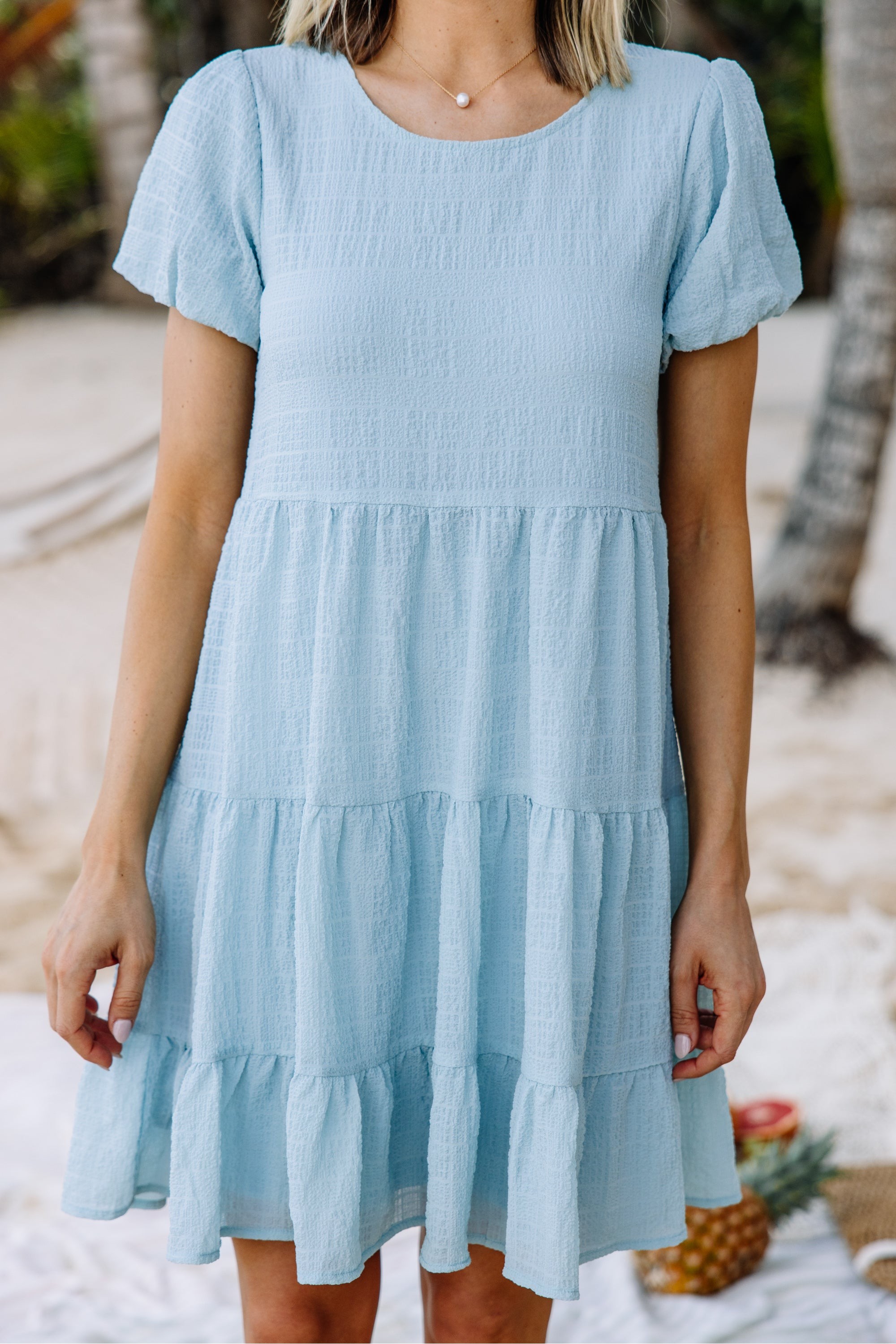 It All Makes Sense Mint Blue Tiered Dress