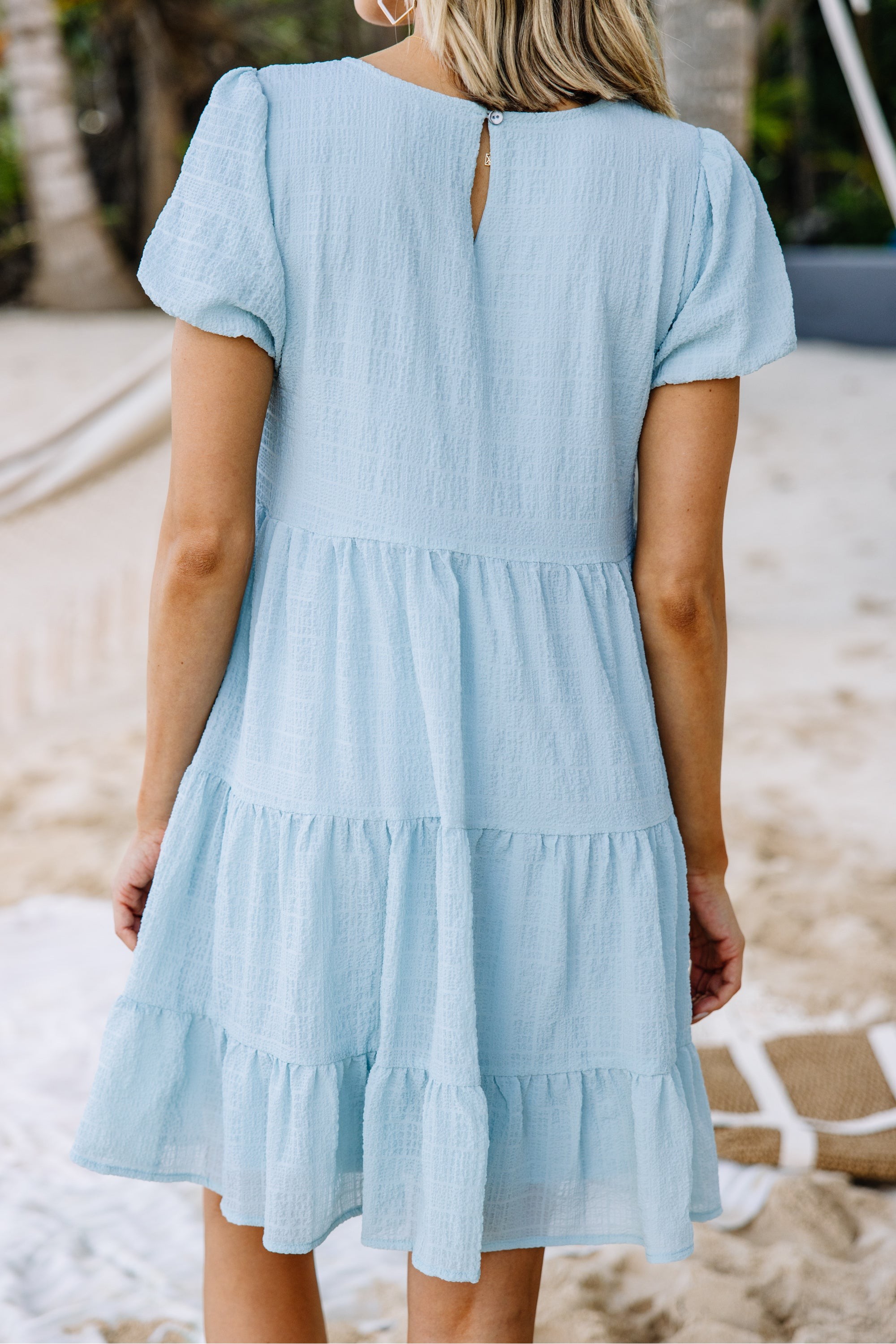 It All Makes Sense Mint Blue Tiered Dress