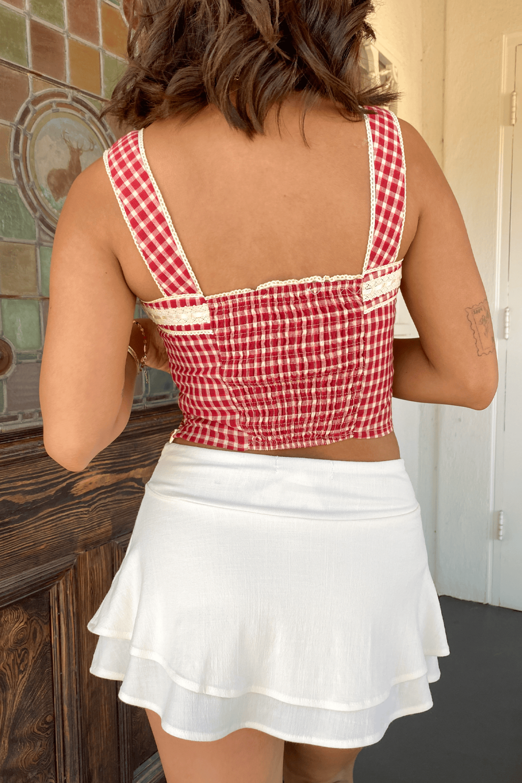 Lacey Gingham Tank Top