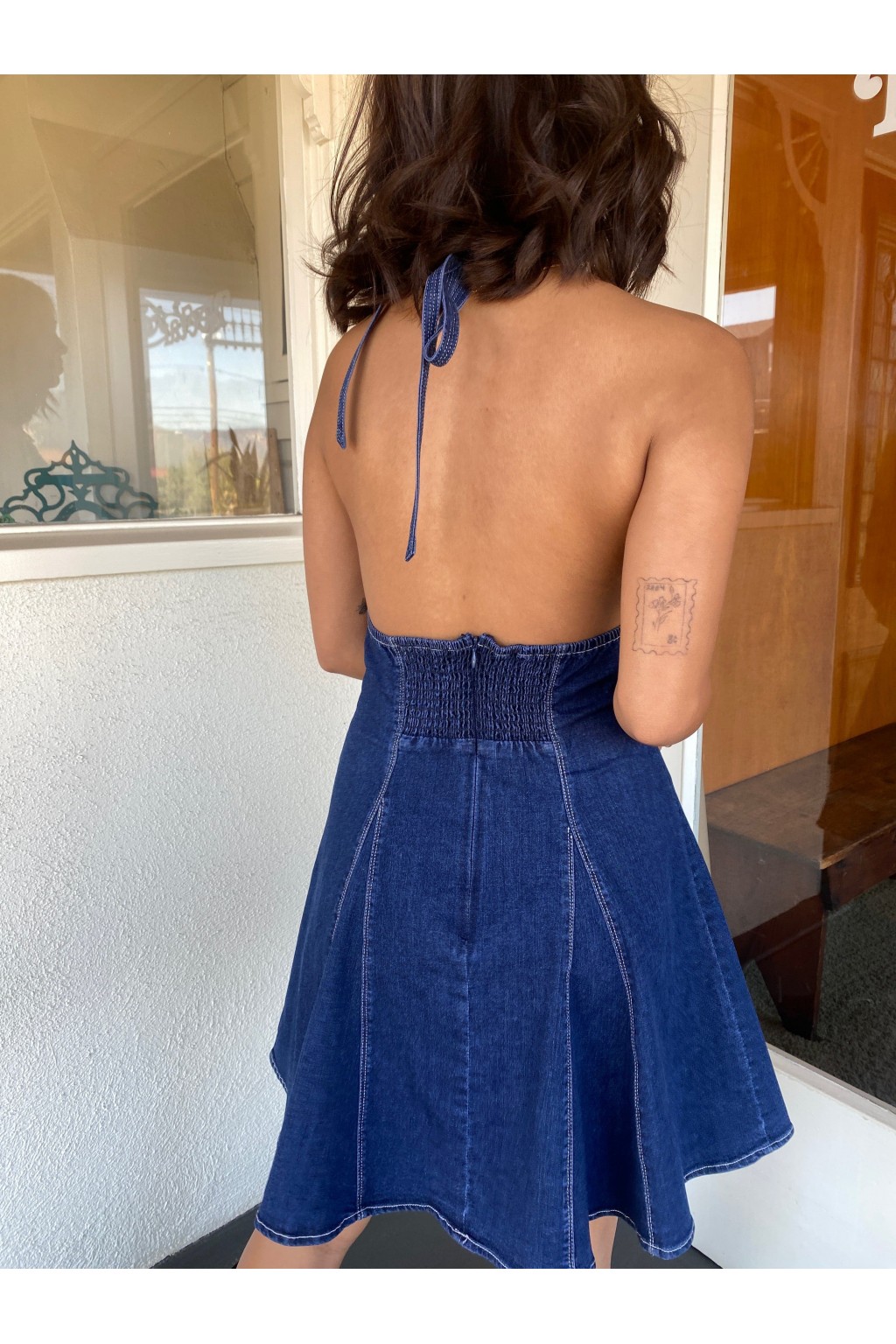 Denim Halter Mini Dress