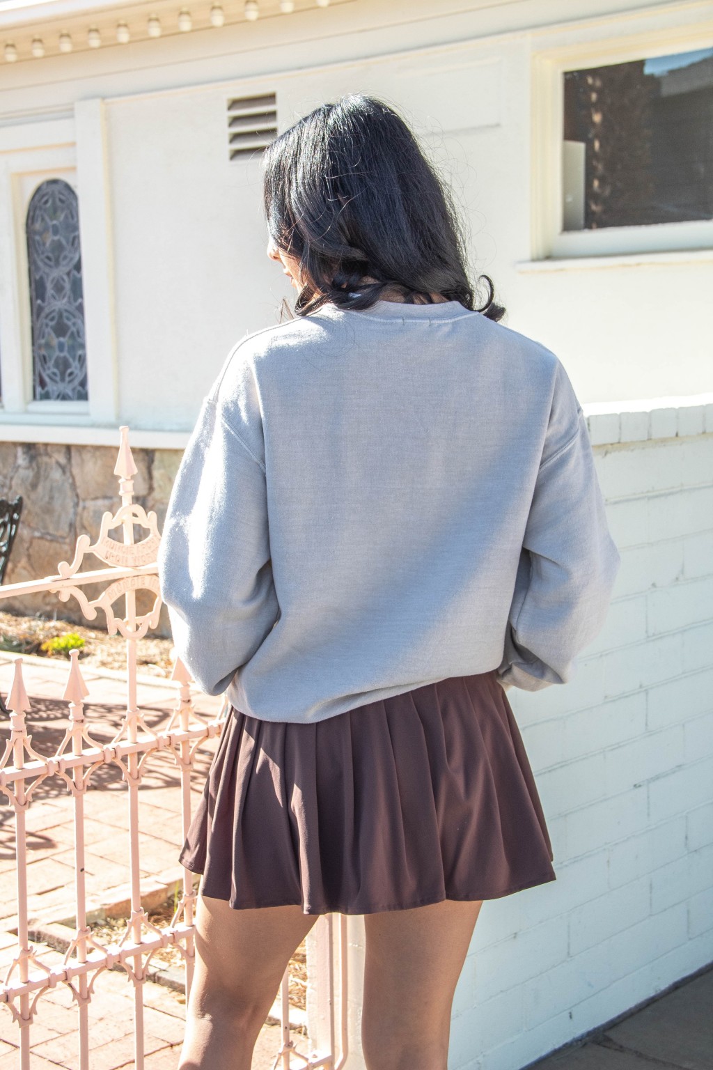 Lucky Graphic Sweatshirt-Gray