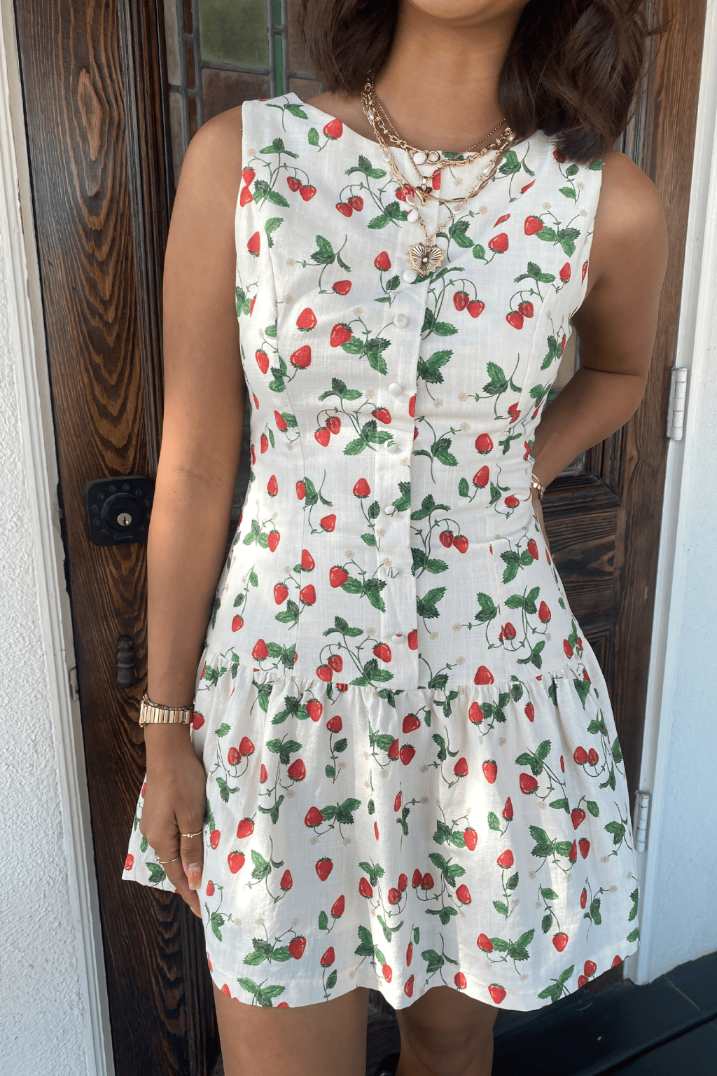 Strawberry Sleeveless Mini Dress