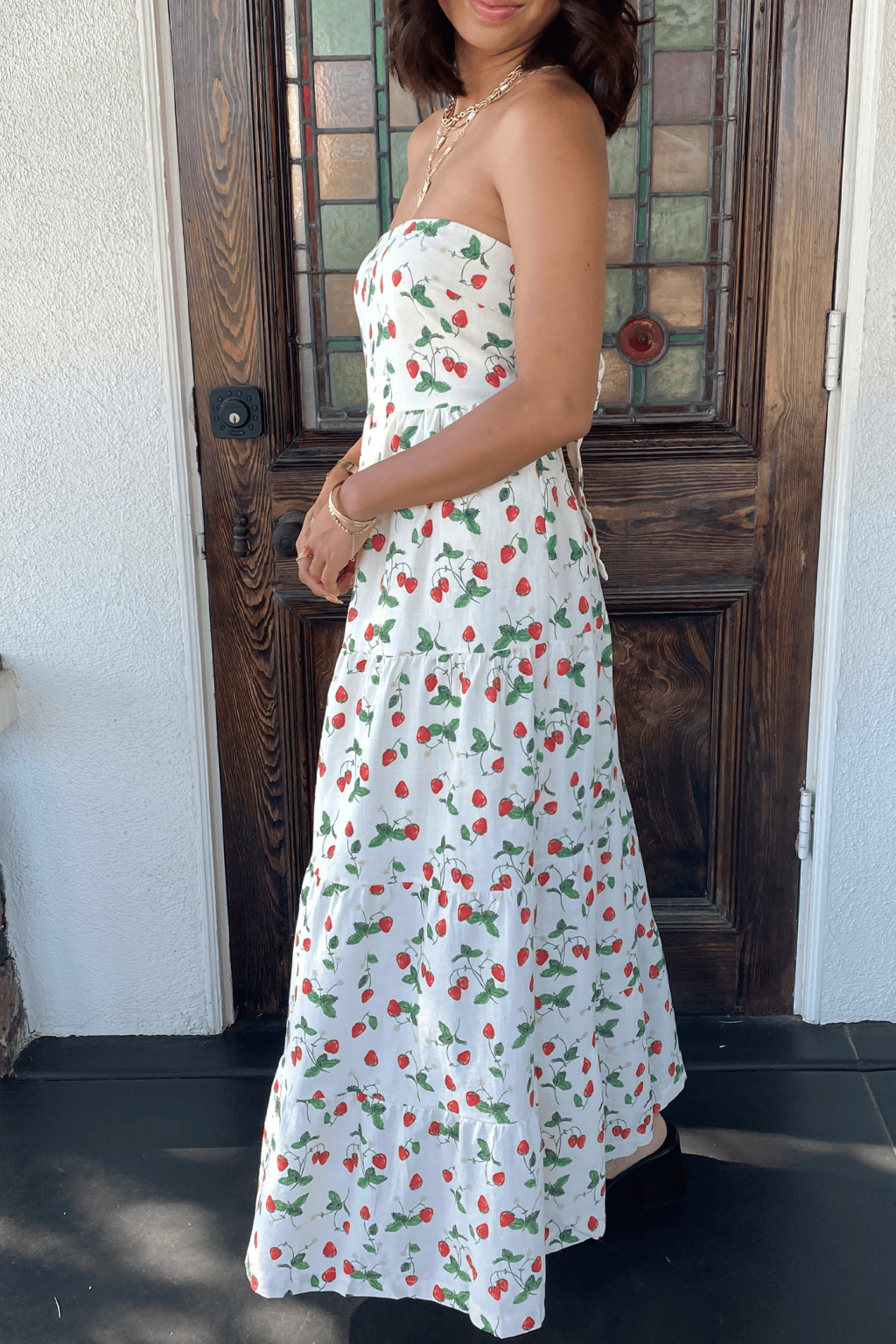 Stawberry Strapless Wrap Maxi Dress