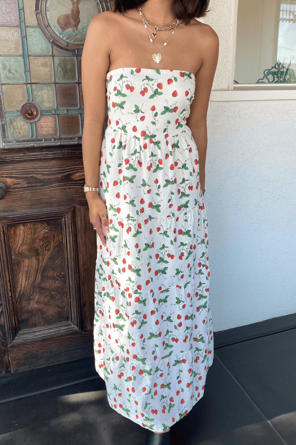 Stawberry Strapless Wrap Maxi Dress