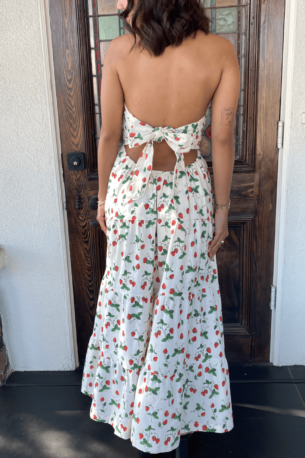 Stawberry Strapless Wrap Maxi Dress