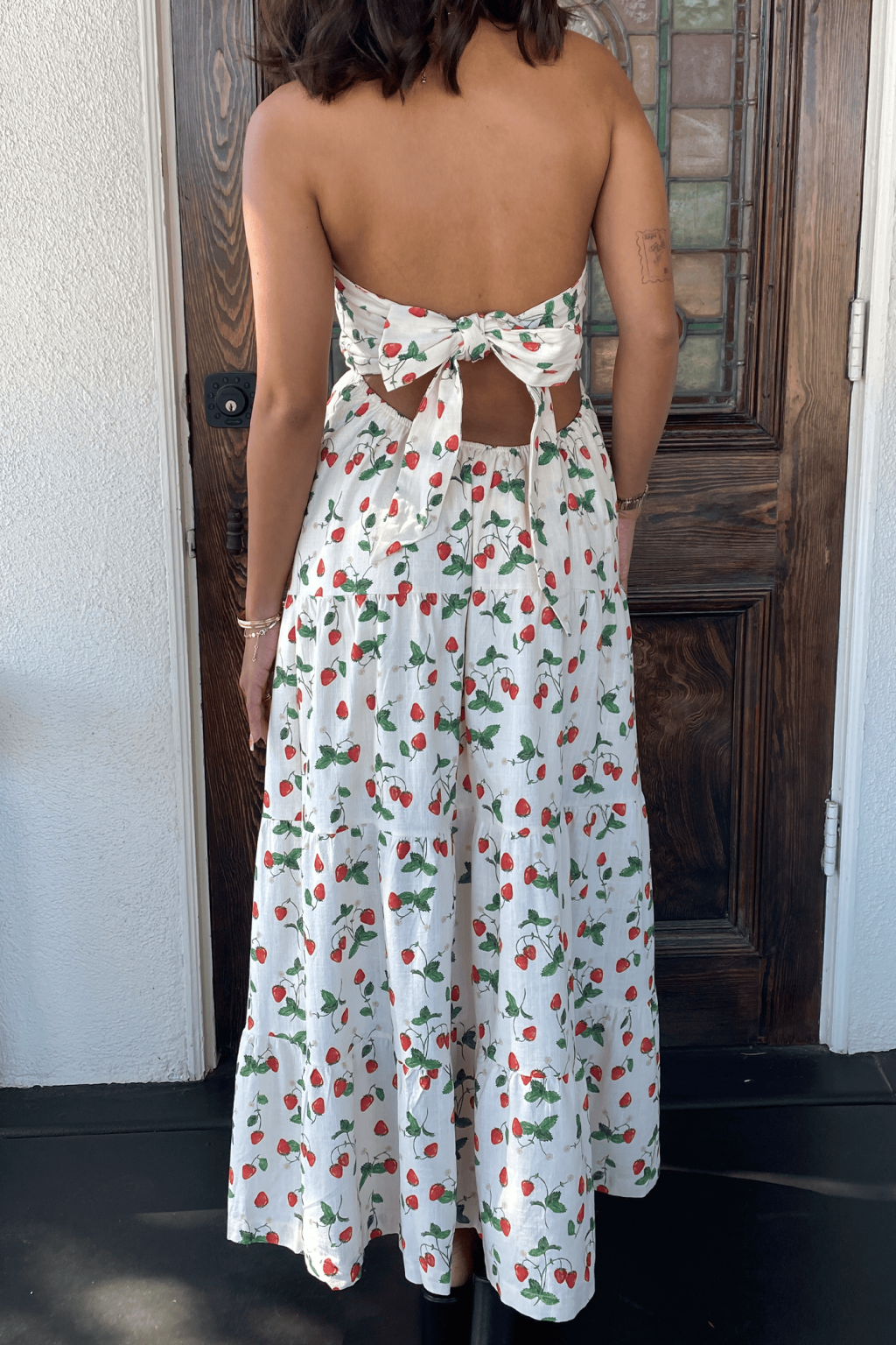 Stawberry Strapless Wrap Maxi Dress
