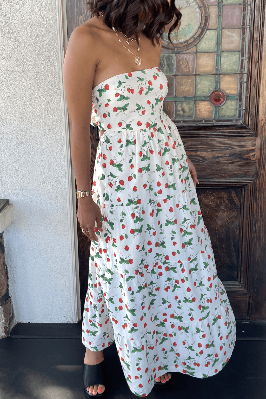 Stawberry Strapless Wrap Maxi Dress