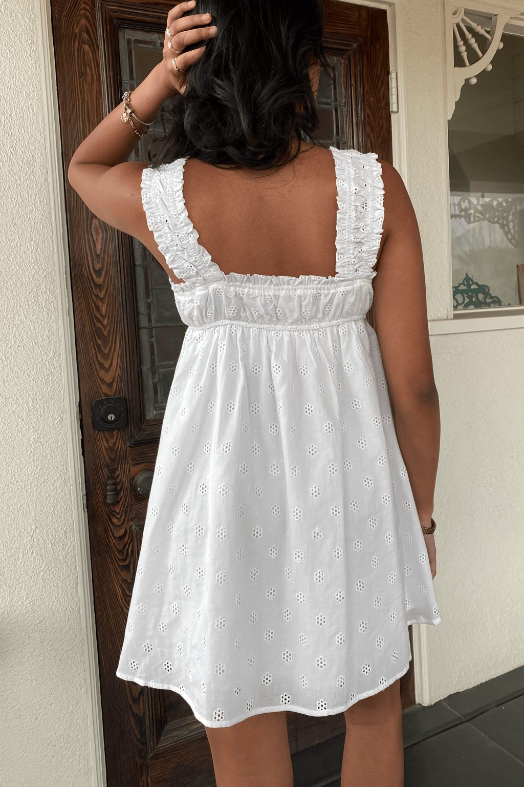 Eyelet Babydoll Mini Dress