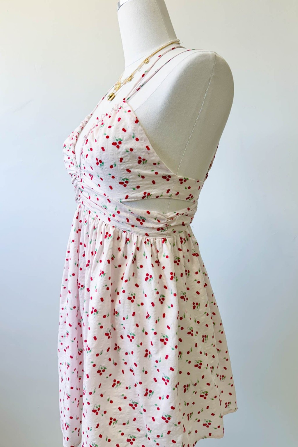 Strappy Cherry Print Mini Dress