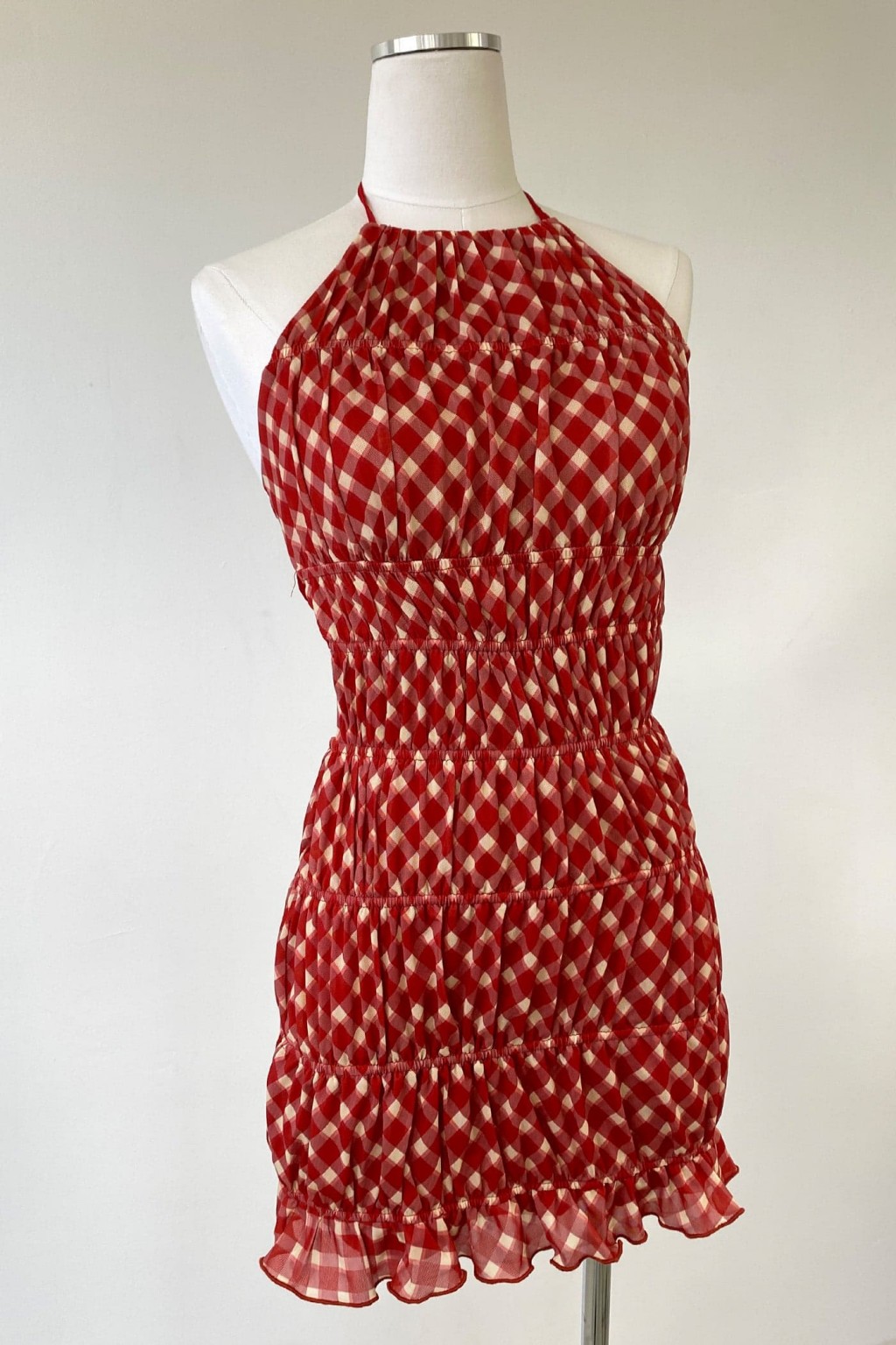 Mini Plaid Halter Dress