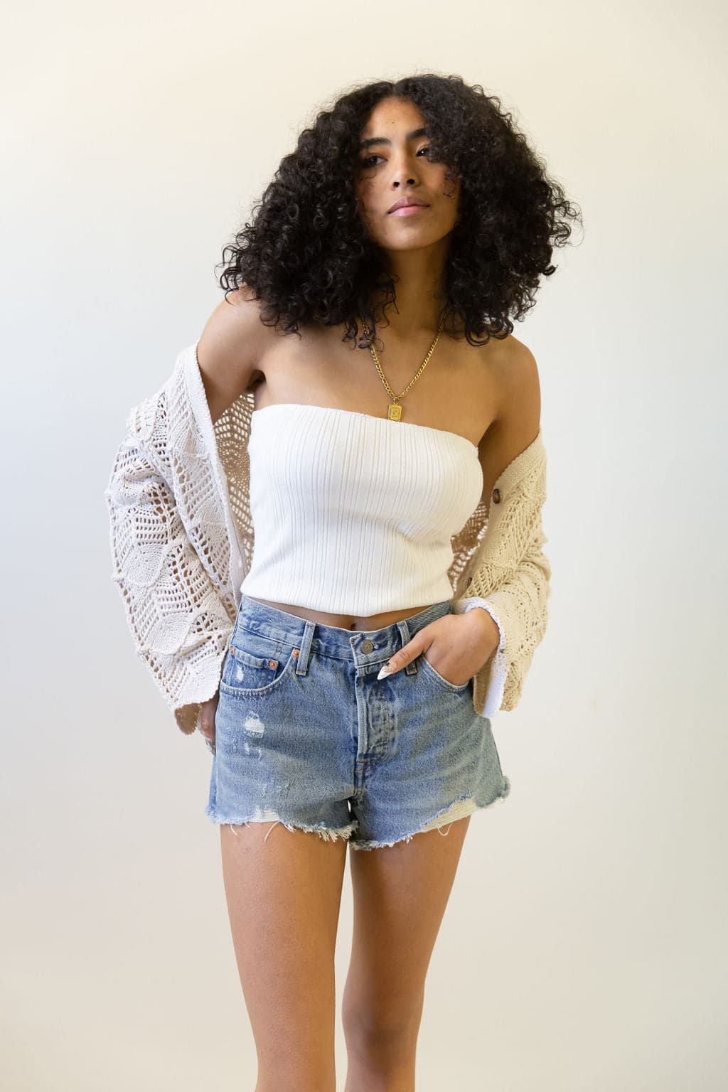 Ribbed Strapless Top