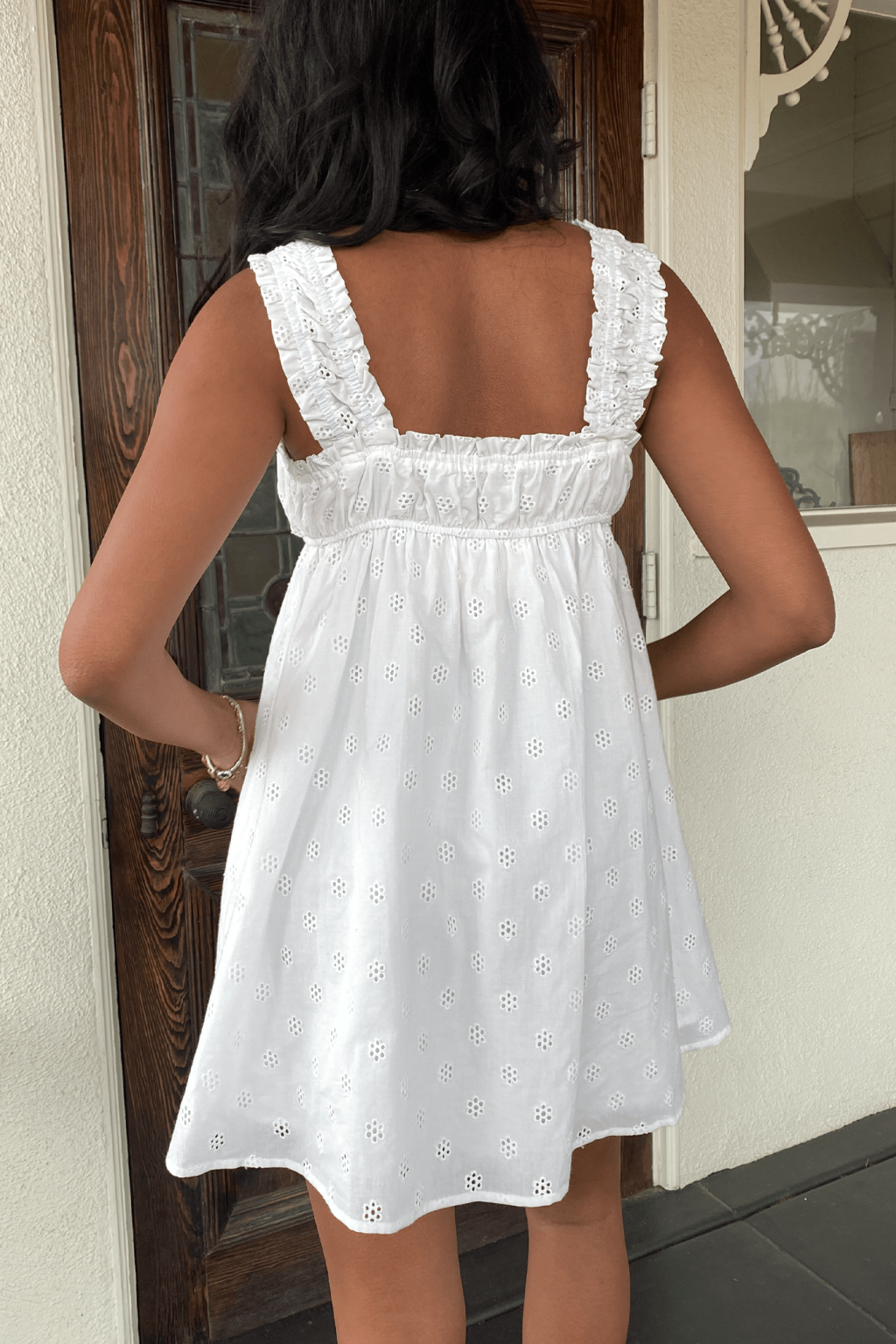 Eyelet Babydoll Mini Dress